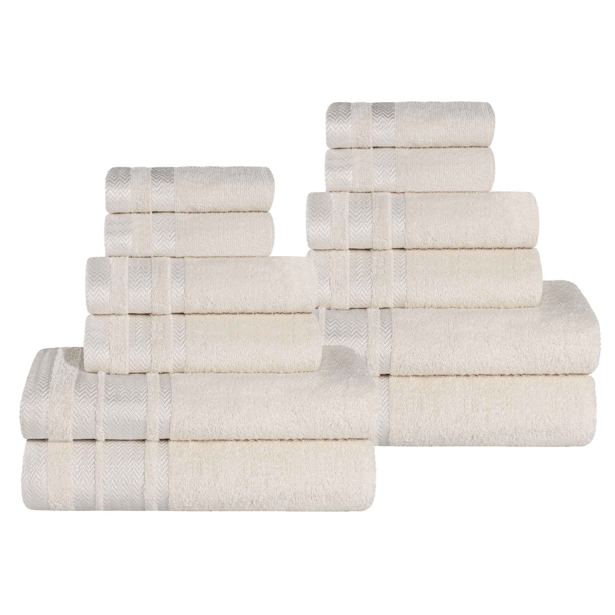 Premium 12-Piece Cotton Towel Set - Medium Weight, Soft & Absorbent Bath Towels for Spa, Gym & Everyday Use