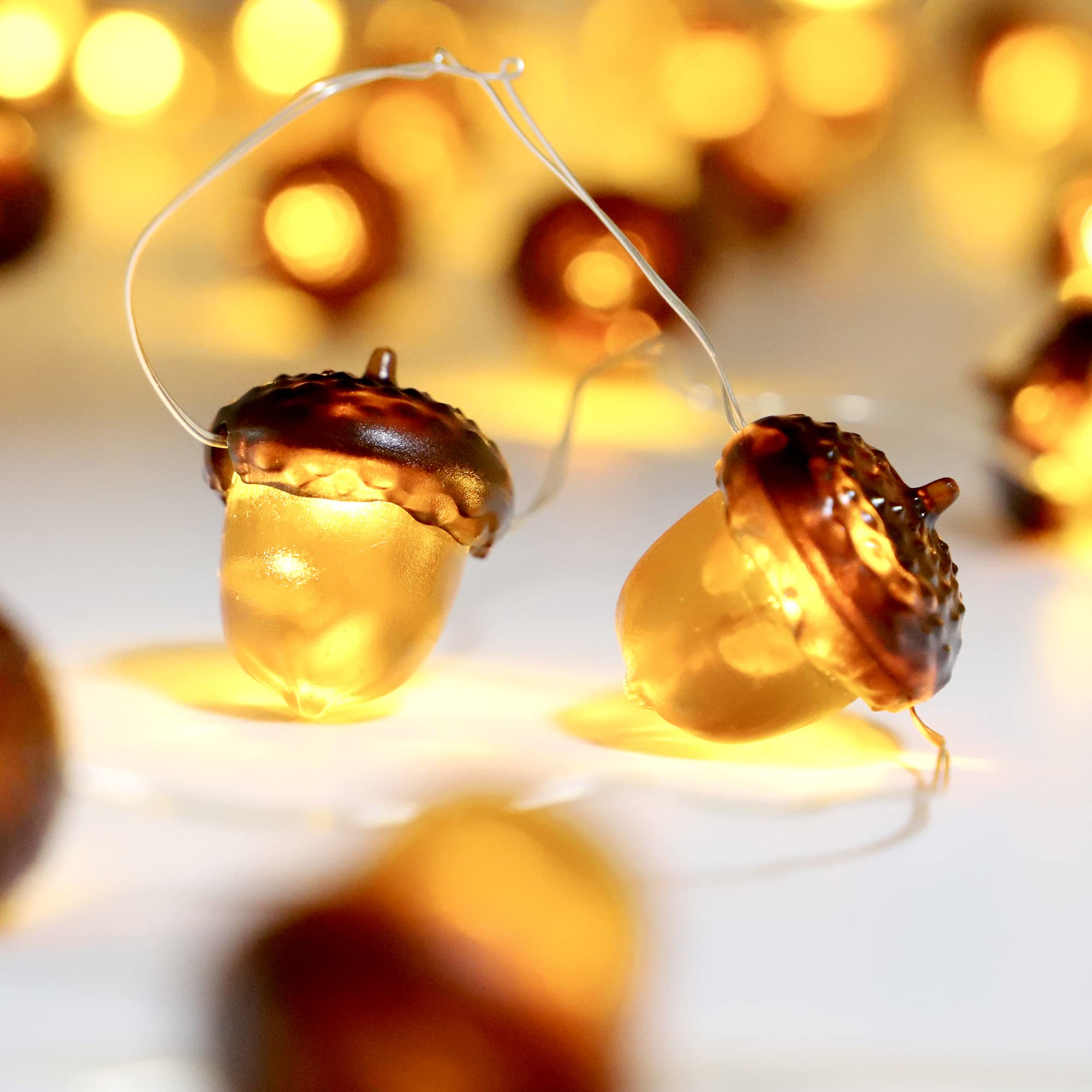 Fall Fairy Lights - Battery Operated String Lights for Thanksgiving & Indoor Decor (Acorn) - Perfect for Home & Party
