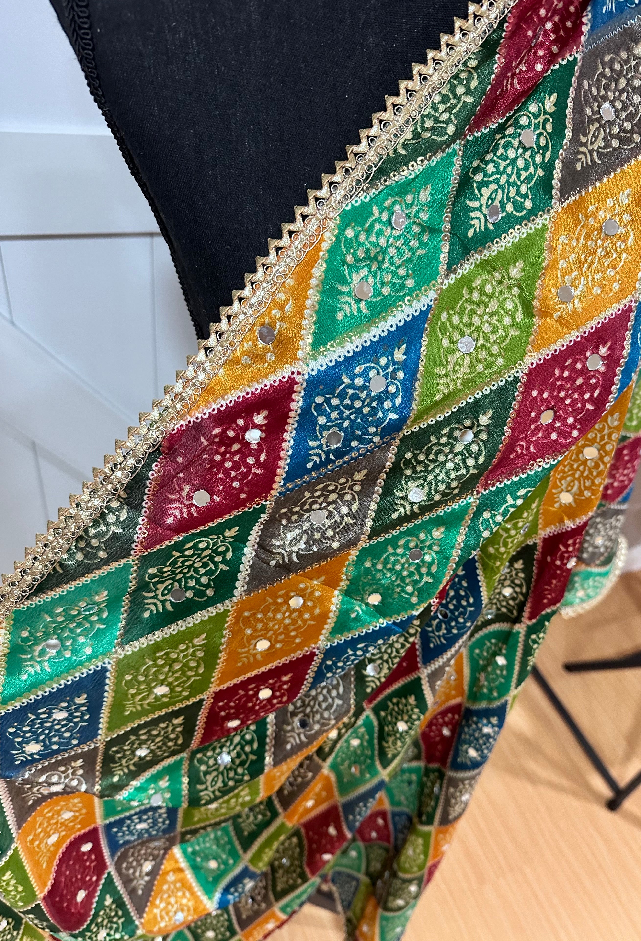 Authentic Phulkari Style Dupatta - Handmade Punjabi Embroidered Scarf for Women | Perfect for Weddings, Parties & Cultural Events