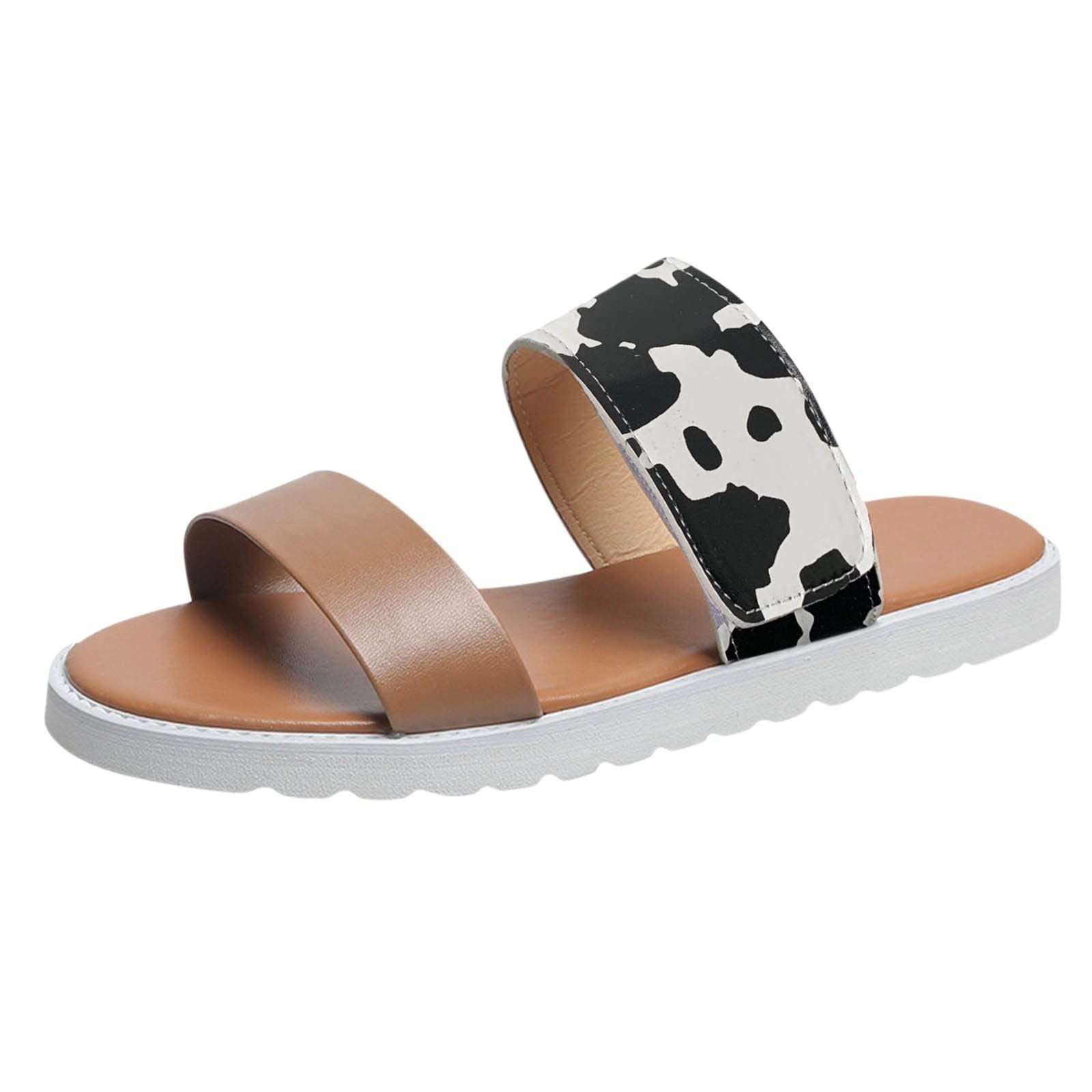 Women's Casual Flat Sandals - Leopard & Snake Print Spring Summer Fashion Shoes for Women | Comfortable Lightweight Slip-On Silver Sandals | Perfect for Beach, Vacation & Everyday Wear (Khaki, Size 8)