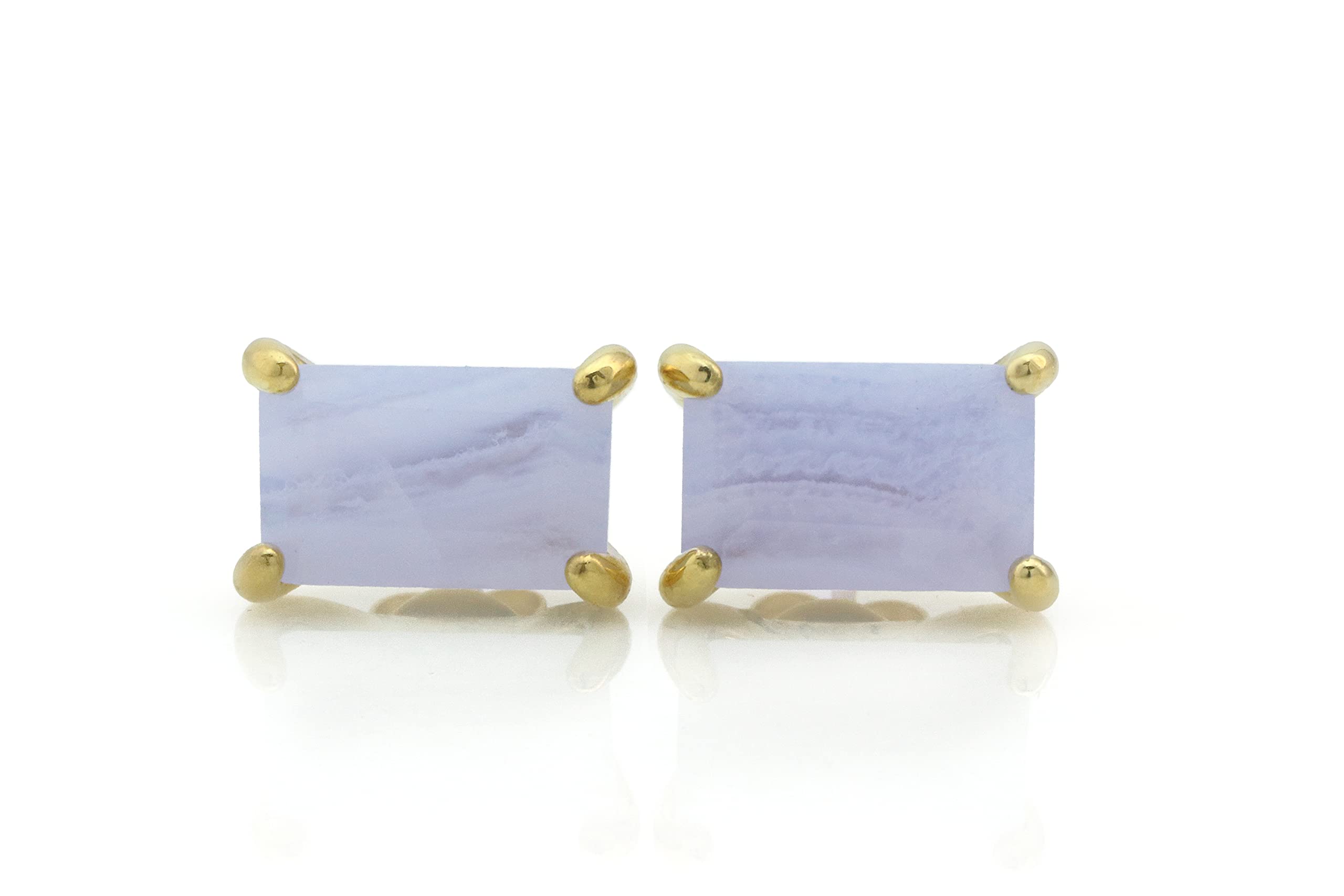 Blue Lace Agate Stud Earrings - Handmade Gemstone Jewelry for Women - Gift Box Included | Perfect for Parties & Office Wear