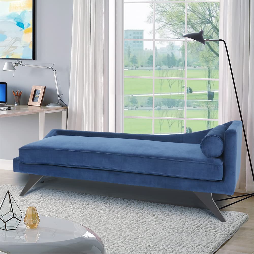 Luxury Velvet Chaise Lounge Chair with Right Arm - Modern Sleeper Sofa for Small Spaces, Bedroom, Office & Apartment | Perfect for Reading Nooks, Guest Seating & Contemporary Living Room Decor