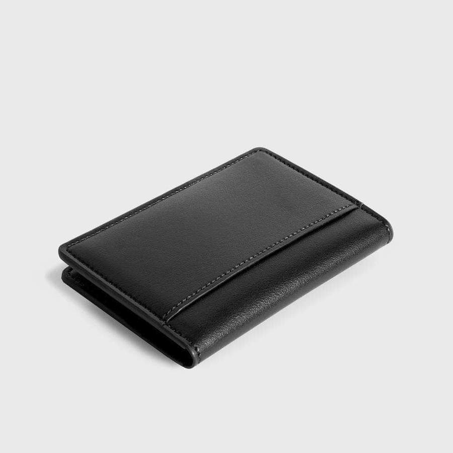 Premium RFID Blocking Apple Leather Slim Vegan Wallet for iPhone - Black | Secure & Stylish Minimalist Wallet for Everyday Use & Travel