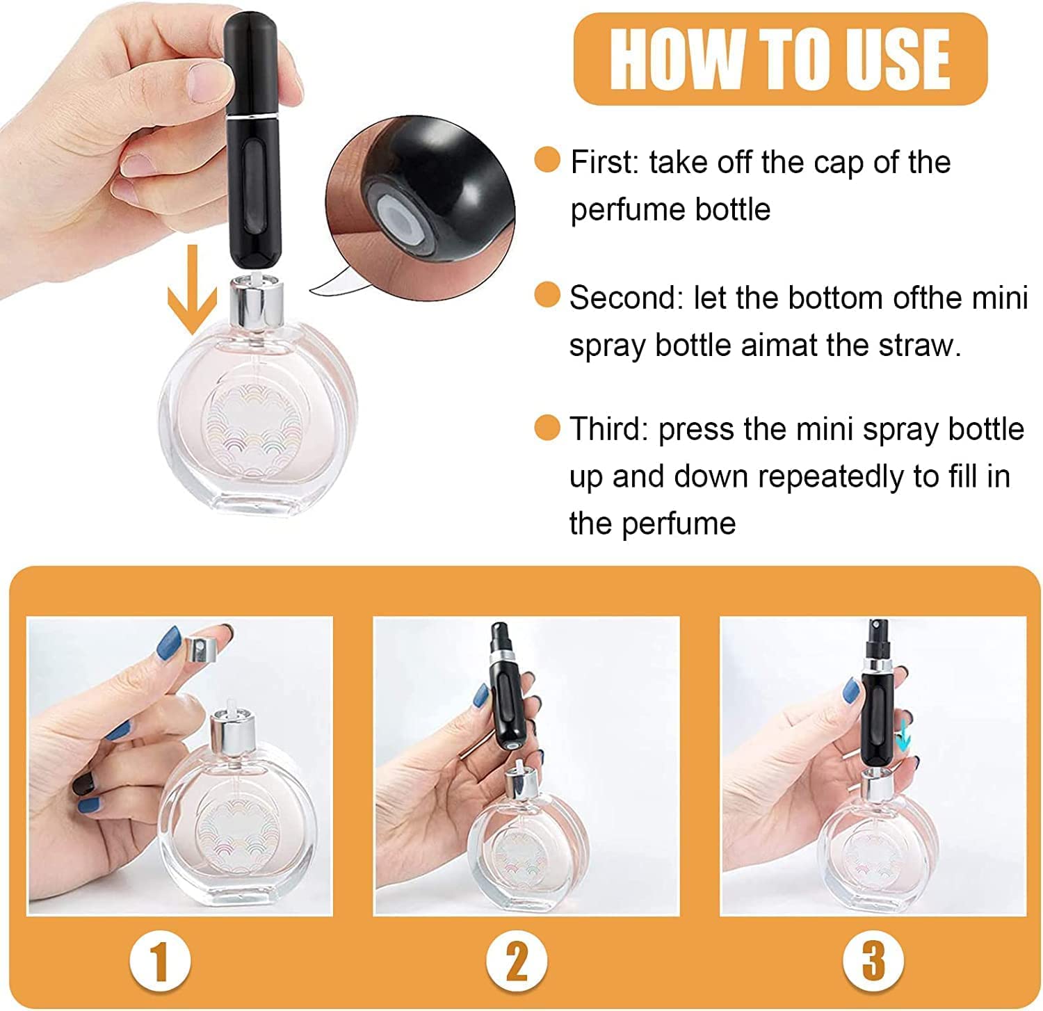 RAIYARAJ 5ml Refillable Travel Perfume Spray Bottle Set of 2 - Portable Mini Atomizer for Fragrance, Essential Oils & Cosmetics - Perfect for Gym, Purse, Office & Airplane Travel Accessories