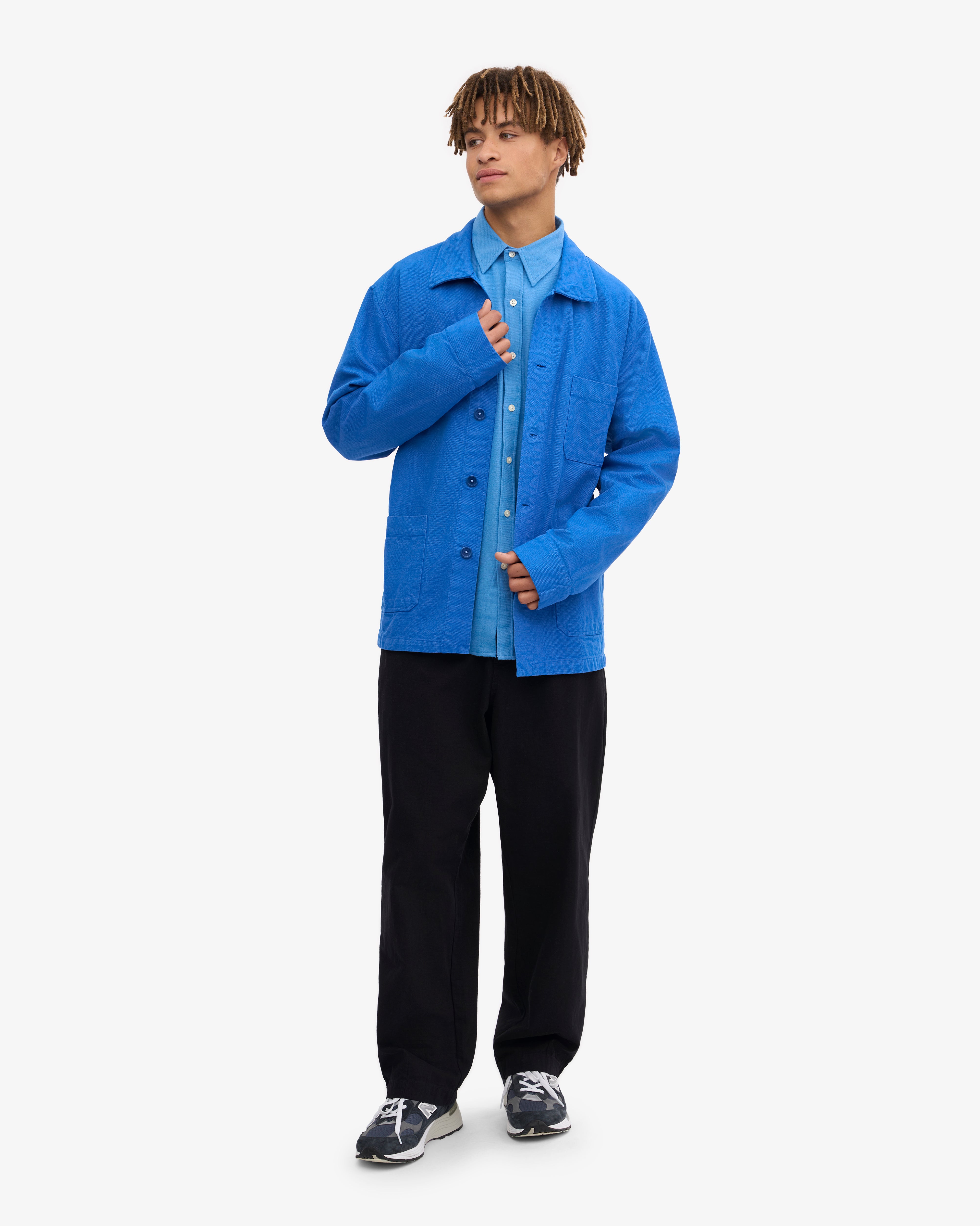 Organic Workwear Jacket for Men & Women | Durable Eco-Friendly Cotton | Pacific Blue | Perfect for Outdoor Jobs, Hiking & Casual Wear