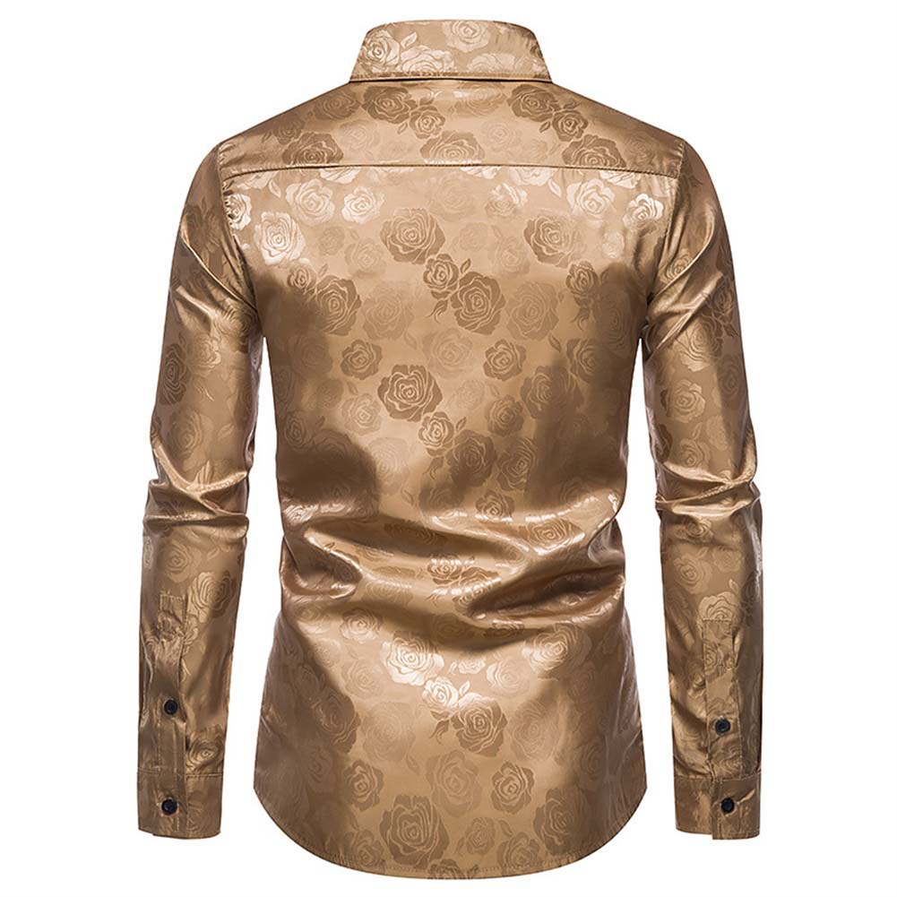 Men's Slim Fit Rose Printed Casual Shirt - Khaki Color for Spring Summer Fashion | Office Wear, Date Night & Outdoor Activities