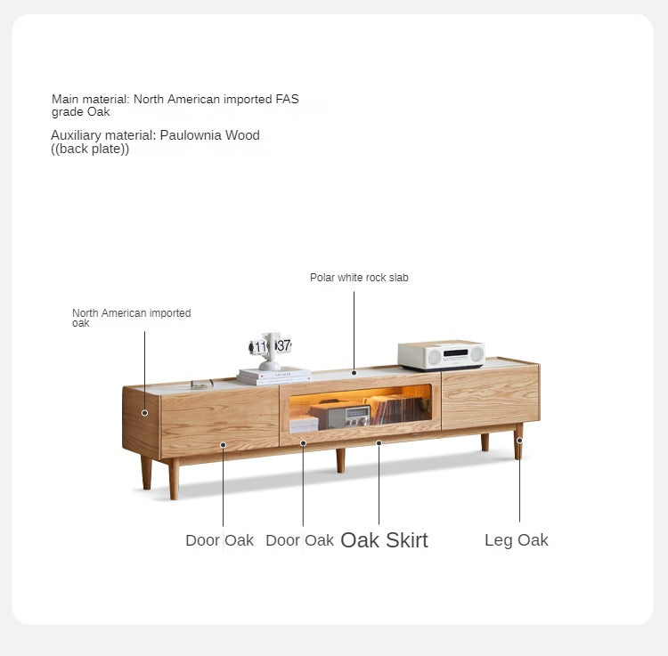 Solid Oak Wood TV Stand with Flip Door - Rustic Floor TV Cabinet for Living Room, Bedroom & Home Theater Storage