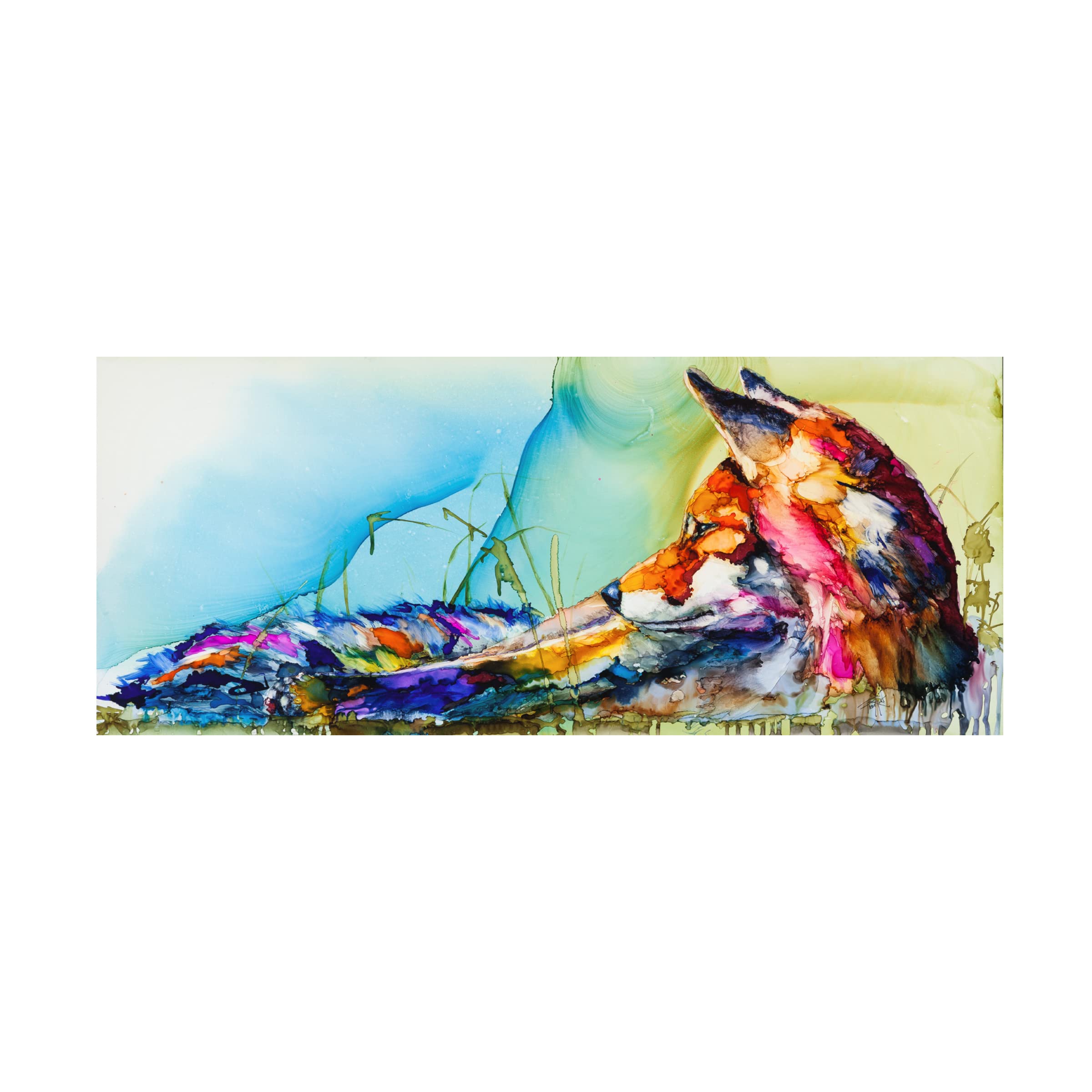 Trademark Fine Art 'Thinking Outside the Fox' Canvas Wall Art by Leslie Franklin - 20x47 Inches Modern Home Decor for Living Room, Bedroom & Office