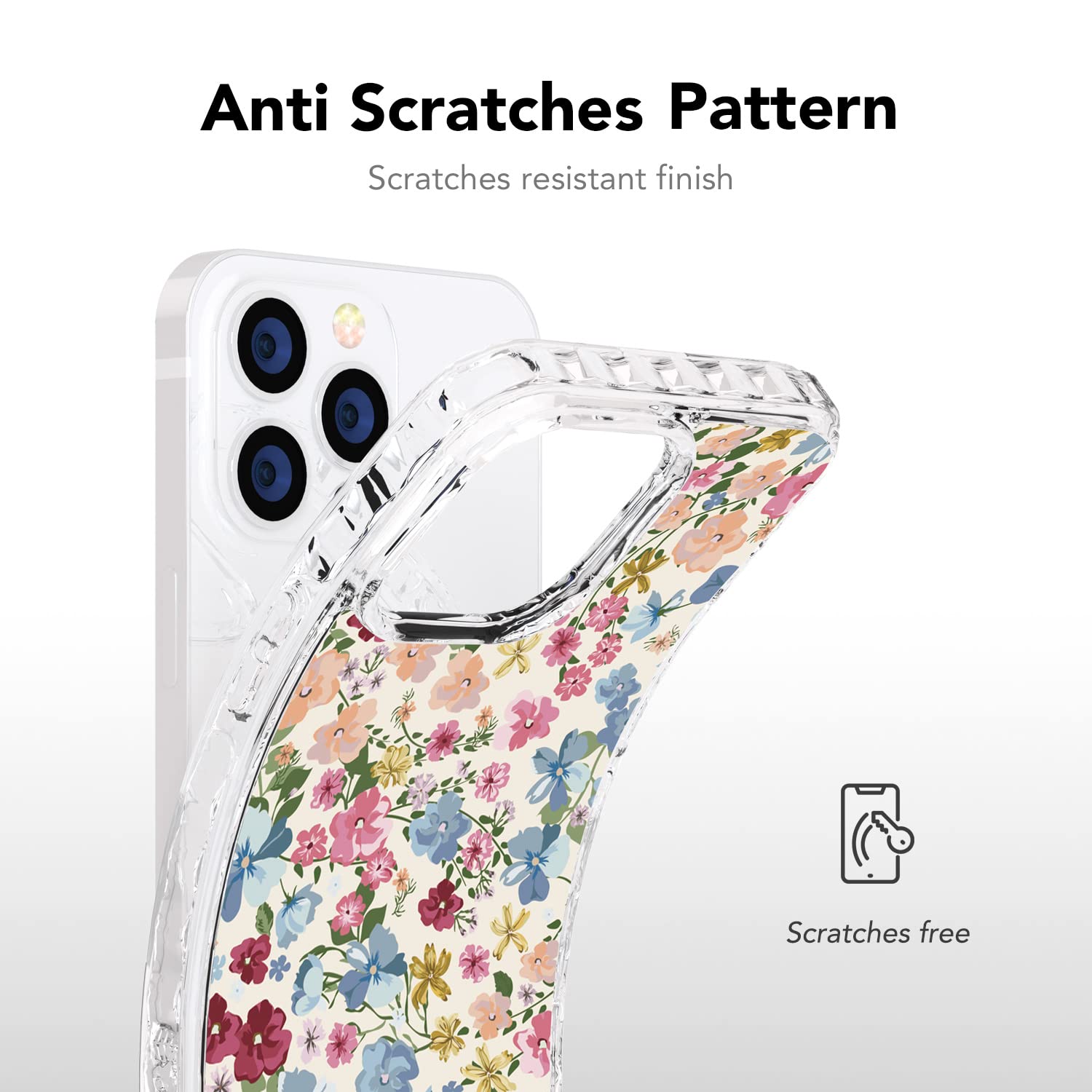 AknaCase Vintage Floral iPhone 13 Pro Max Case - Super Grip High Impact Silicone Cover with Anti-Slip Pattern (Design 103123-US) | Perfect for Everyday Protection & Stylish Outfit Matching