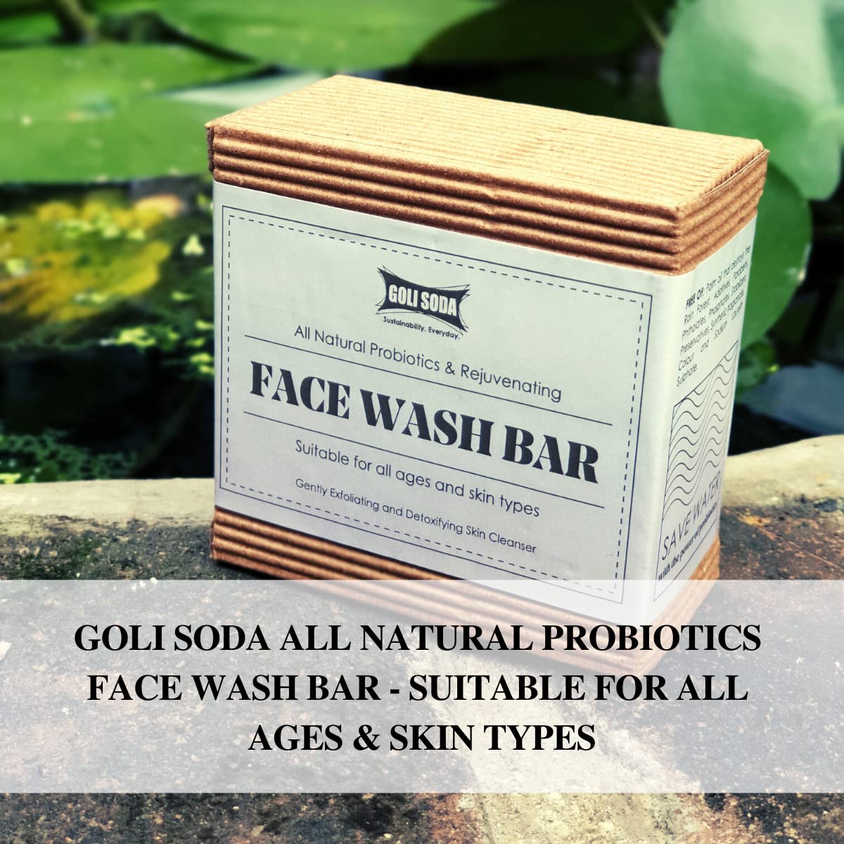 GOLI SODA All Natural Probiotics & Rejuvenating Face Wash Bar - Pack of 1 | Gentle Cleansing for Sensitive Skin | Perfect for Daily Skincare Routine & Travel