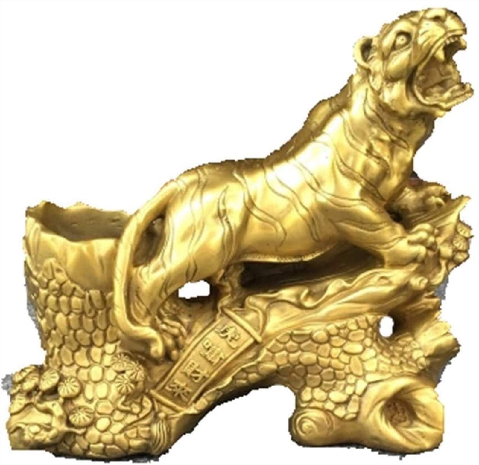 RTUTUR Pure Copper Tiger Screaming Mountain Pen Holder - Feng Shui Study Desk Decor for Office, Home & Workspace Organization