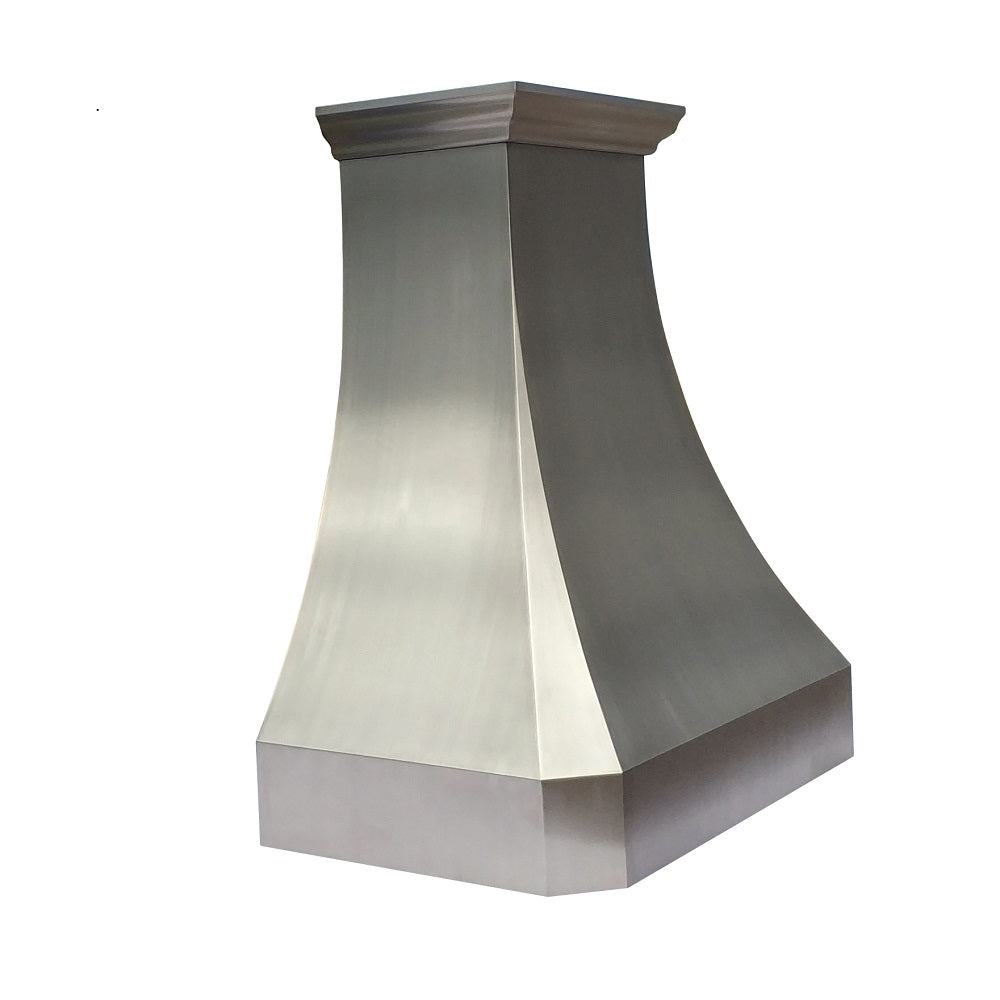 Premium RHM Curved Stainless Steel Custom Range Hood with Crown & Clipped Corners - Modern H3 Design for Cynthia Kitchen | Professional Ventilation for Home & Restaurant Use