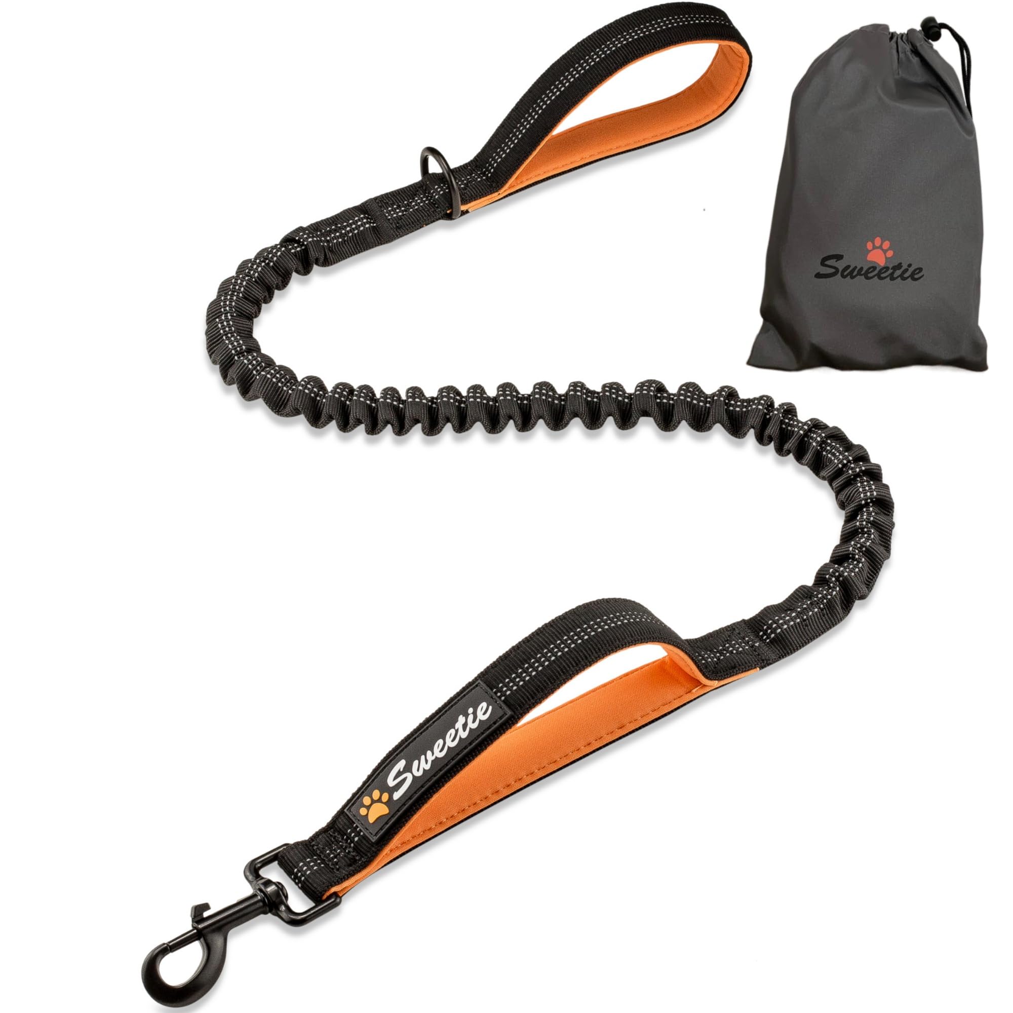 **Sweetie Bungee Shock-Absorbing Dog Leash – Neoprene Padded Loop & Traffic Handle for Comfort – Reflective for Night Walking – Perfect for Active Dogs & Safe Evening Walks**