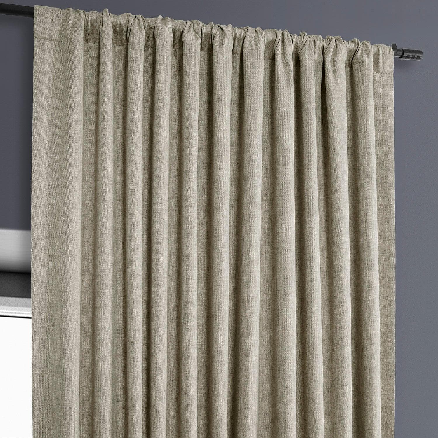 Extra Wide Textured Faux Linen Blackout Curtains for Bedroom - Oatmeal Color Thermal Insulated Window Drapes for Living Room & Nursery (Set of 2 Panels)