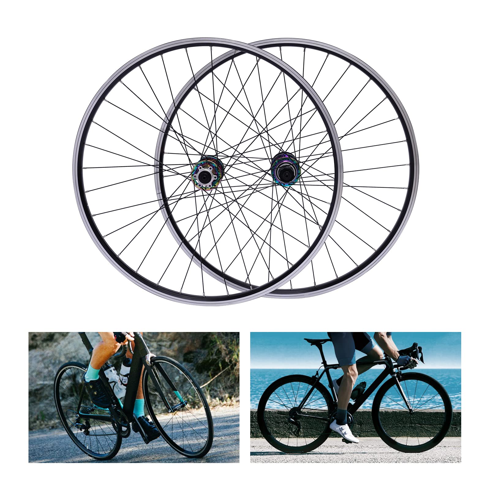 29 Inch Mountain Bike Wheelset - Aluminum Alloy Rim Disc Brake Wheels with Quick Release for Front & Rear - Compatible with 7-12 Speed Cassettes (Colorful Options) - Perfect for Trail Riding, Mountain Biking & Off-Road Adventures