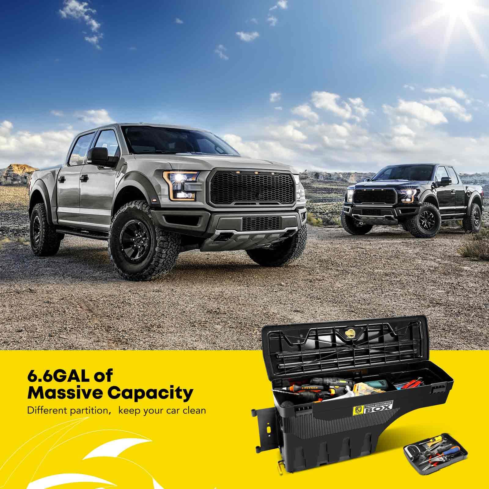 Lockable Truck Bed Tool Box for 2005-2021 Nissan Frontier & 2004-2015 Titan - Driver Side Waterproof Storage Box | Fits Wheel Well, Not Compatible with UTILI-Track System | Perfect for Camping Gear, Work Tools & Outdoor Equipment Storage