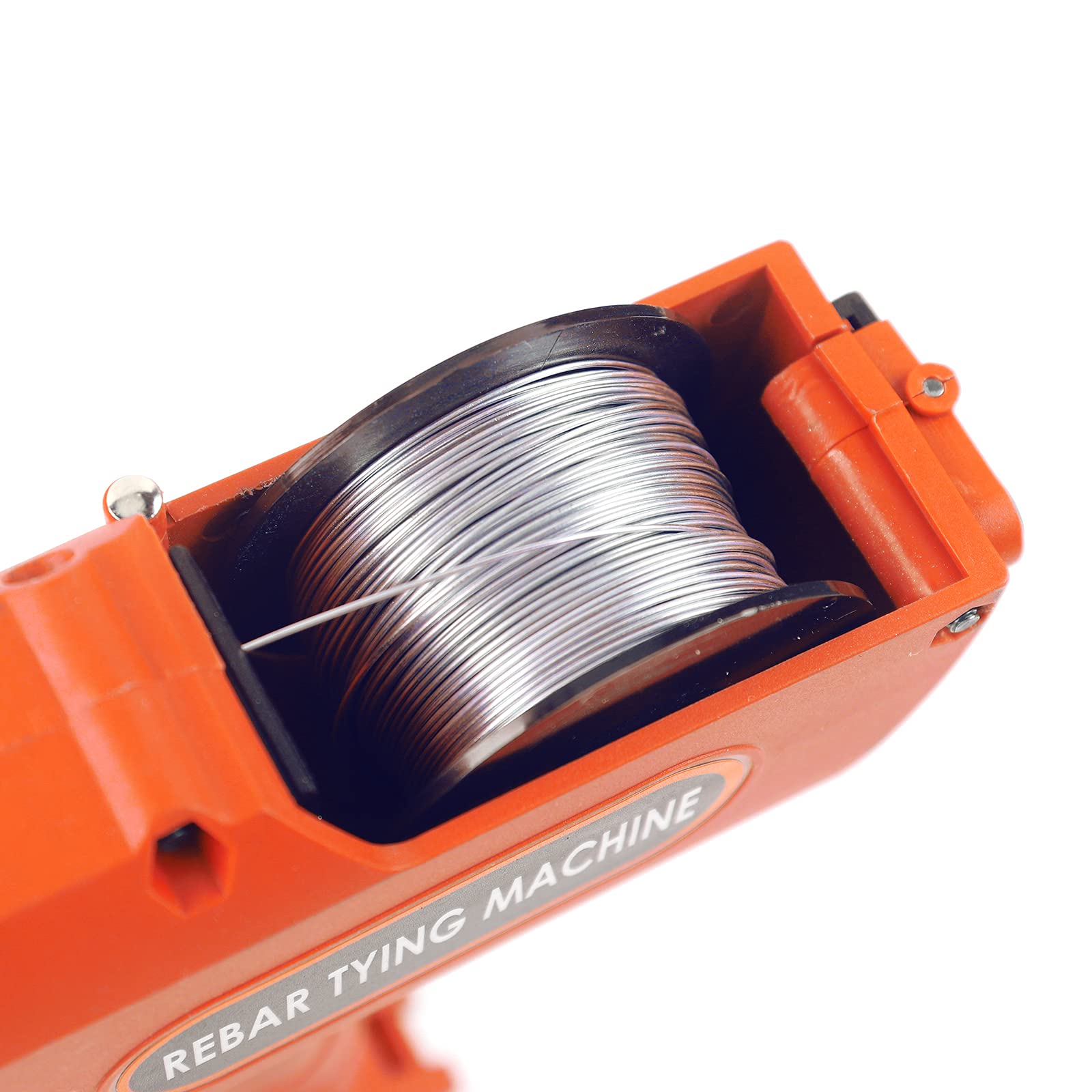 Automatic Rebar Tier Tying Machine Tool for 8-34mm Steel Bar Rod Binding with Wire | Steel Strapping Machine for Floor Pipe & Heating Mesh | Construction, Plumbing & HVAC Projects (Orange)