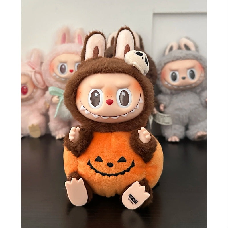 Labubu The Monsters Halloween Plush Toy - Cute Sitting Pumpkin Vinyl Figure Collectible (Limited Edition) | Perfect for Party Decor, Cosplay Accessories & Anime Gift Collection