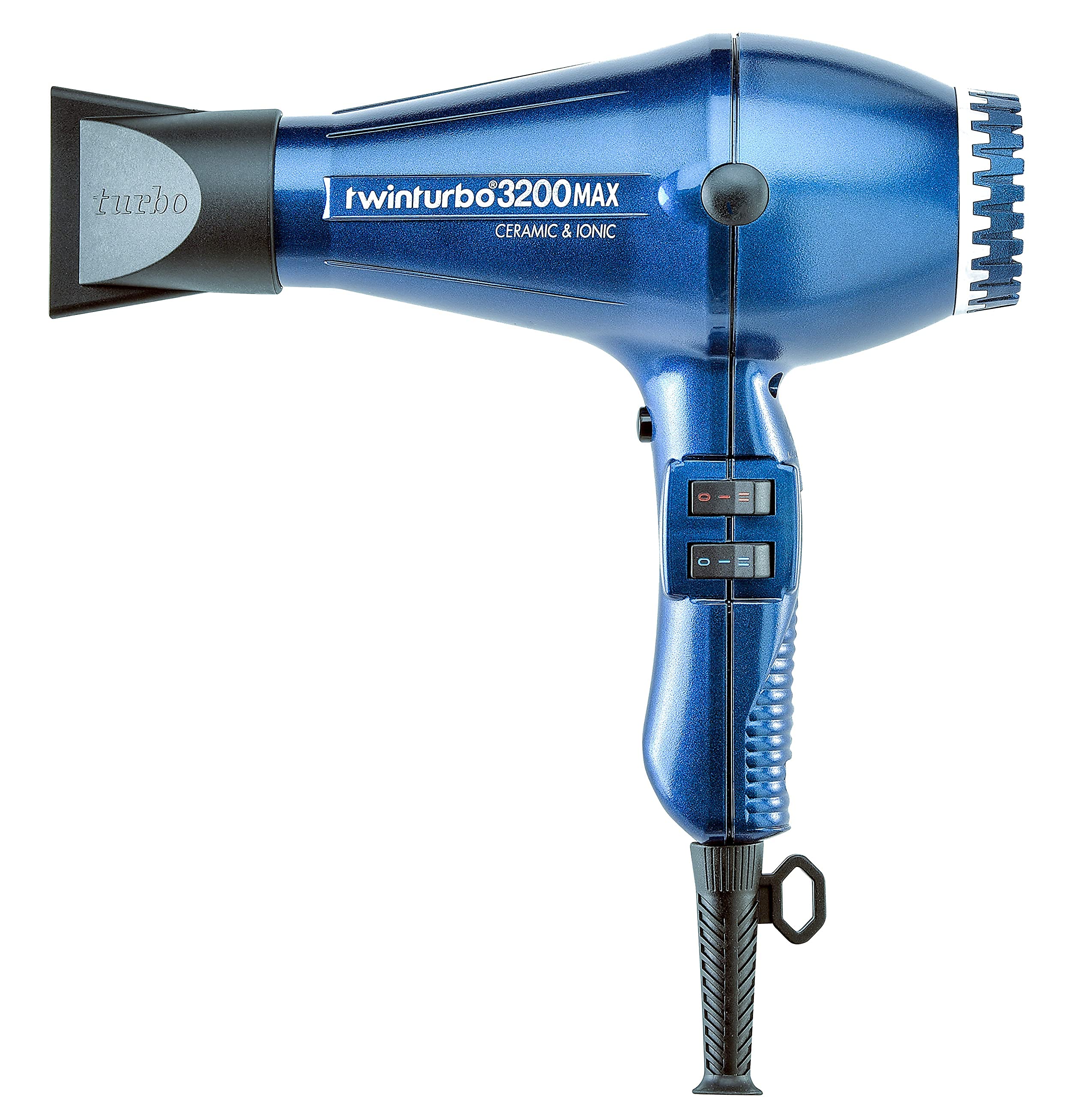Turbo Power Twin Turbo 3200 MAX Ceramic & Ionic Hair Dryer with Metal Mesh Diffuser - Professional Salon Blow Dryer for Fast Drying, Frizz Control & Volume - Perfect for Home & Salon Use, Styling All Hair Types