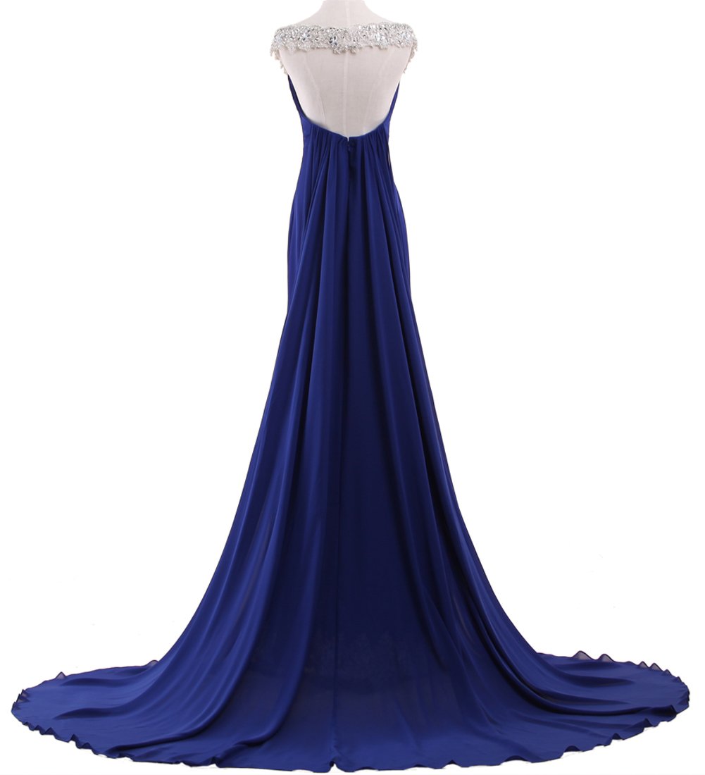 Elegant Off-The-Shoulder Long Evening Gowns for Women - Open Back Formal Dress with Court Train | Perfect for Prom, Wedding Guest & Black Tie Events