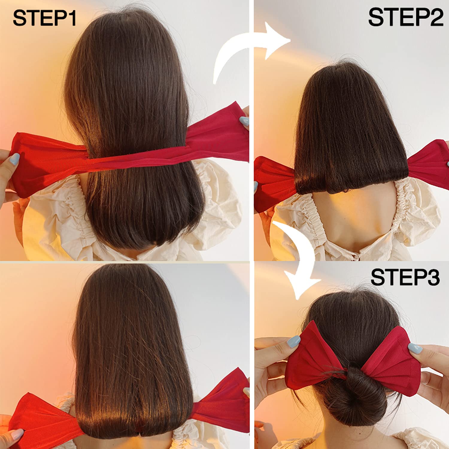 Adurself 6-Pack Reusable Boho Flower Print Hair Bun Maker Set – Magic Clip Bun Shaper for French Twist & Updo Hairstyles | Perfect Hair Styling Tool for Women & Girls | Great for Weddings, Parties & Everyday Use