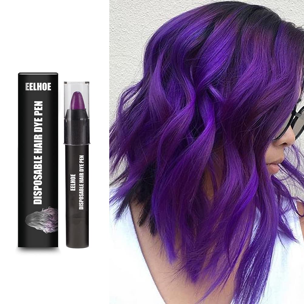 Disposable Hair Dye Pen - Natural Temporary Hair Chalk for Home Salon, Washable & Long Lasting Lipstick-Shaped Hair Color | Perfect for Parties, Halloween & Creative Styling