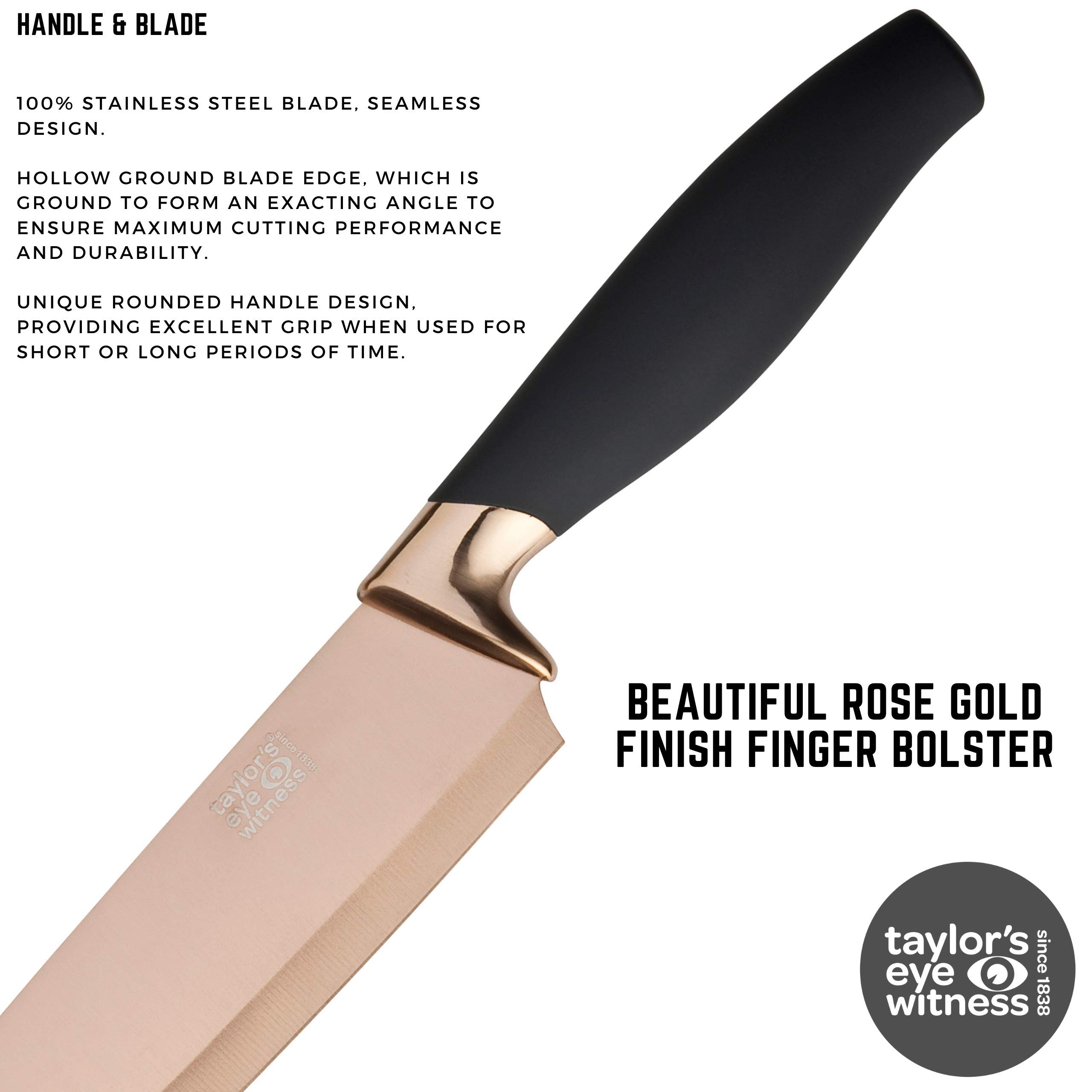 Taylor's Eye Witness Rose Gold Fan-Shaped Knife Block - Premium Kitchen Storage for Knives & Utensils - Perfect for Home Chefs & Cooking Enthusiasts
