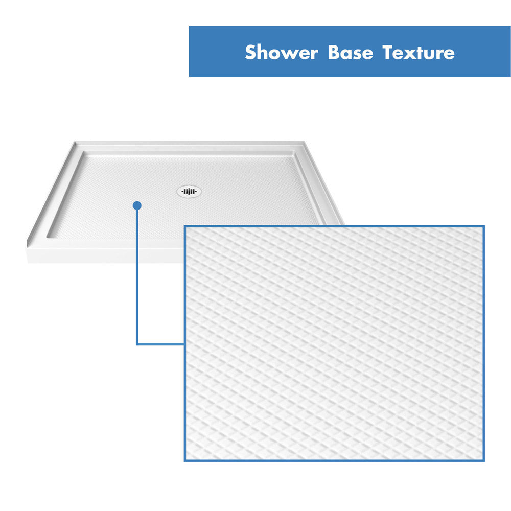 DreamLine 32x32x76.75 Inch SlimLine Single Threshold Shower Base with QWALL 5 Acrylic Backwall Kit - Waterproof Bathroom Upgrade for Small Spaces, Easy Installation for Home & Apartment Remodeling