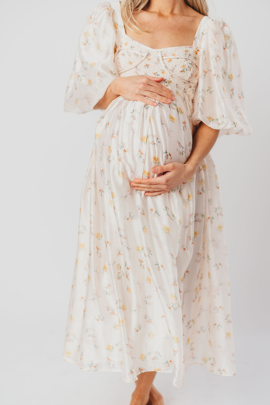 Harlow Maxi Dress - Tiny Yellow Floral Print, Bump Friendly Maternity Dress, Inclusive Sizing S-3XL | Perfect for Summer Vacations, Beach Weddings & Casual Outings