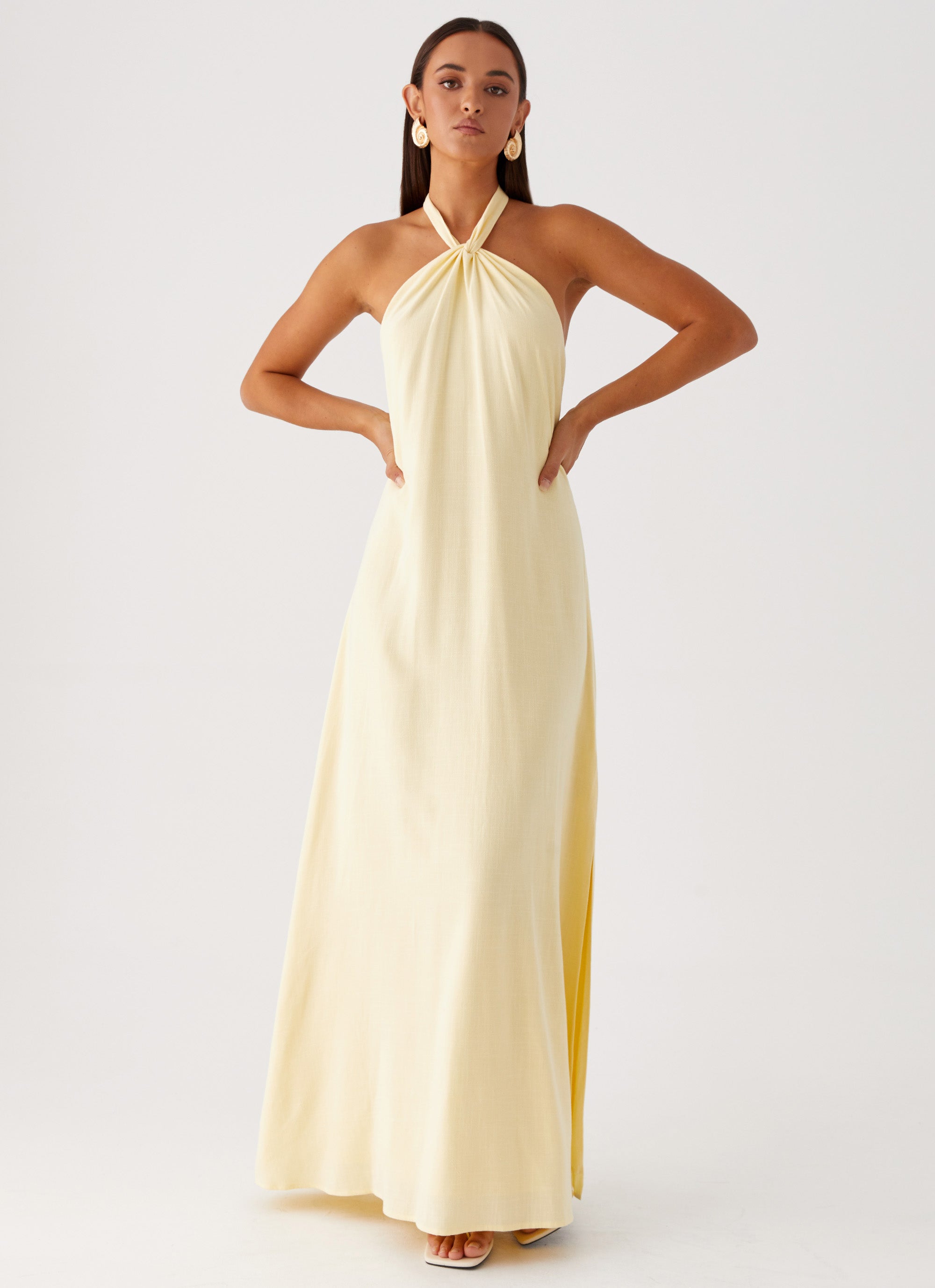Golden Child Linen Maxi Dress for Women - Flowy Summer Yellow Long Dress with Pockets | Beach Wedding, Vacation, Boho Chic Outfit