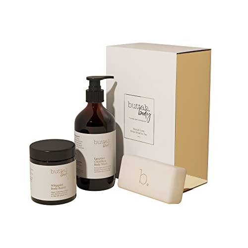 Buttah Skin by Dorion Renaud Buttah Body Trio for Melanin Rich Skin - Egyptian CocoShea Body Wash 10oz, Oatmeal Shea Bar 100g & Whipped Body Butter 4oz | Black-Owned Skincare Set for Men & Women | Perfect for Dry Skin, Eczema & Daily Moisturizing