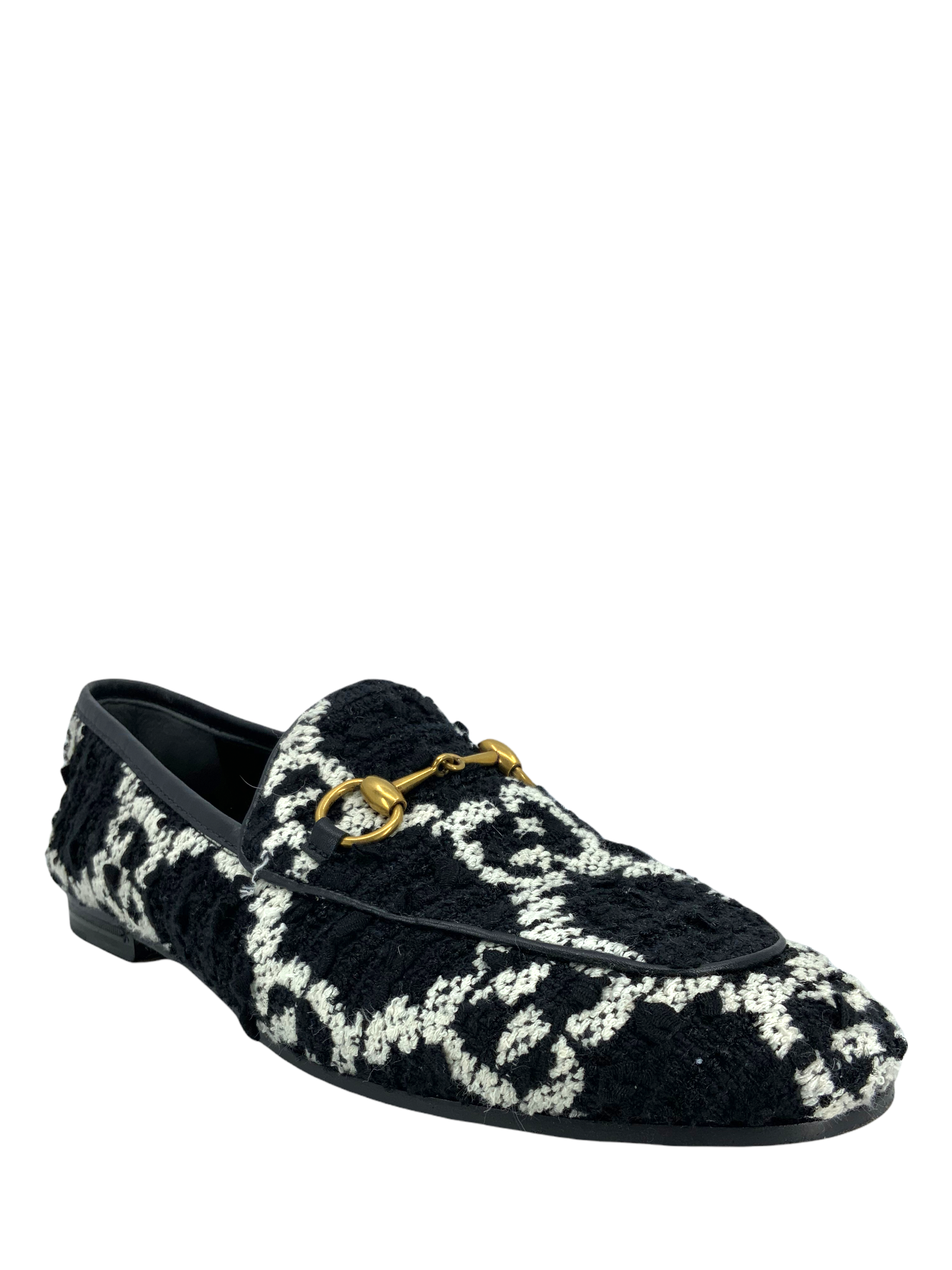 Gucci Jordaan Tweed Loafers for Women - Size 6.5 US | Classic Slip-On Flats with Leather Sole | Perfect for Office, Business Casual & Everyday Wear