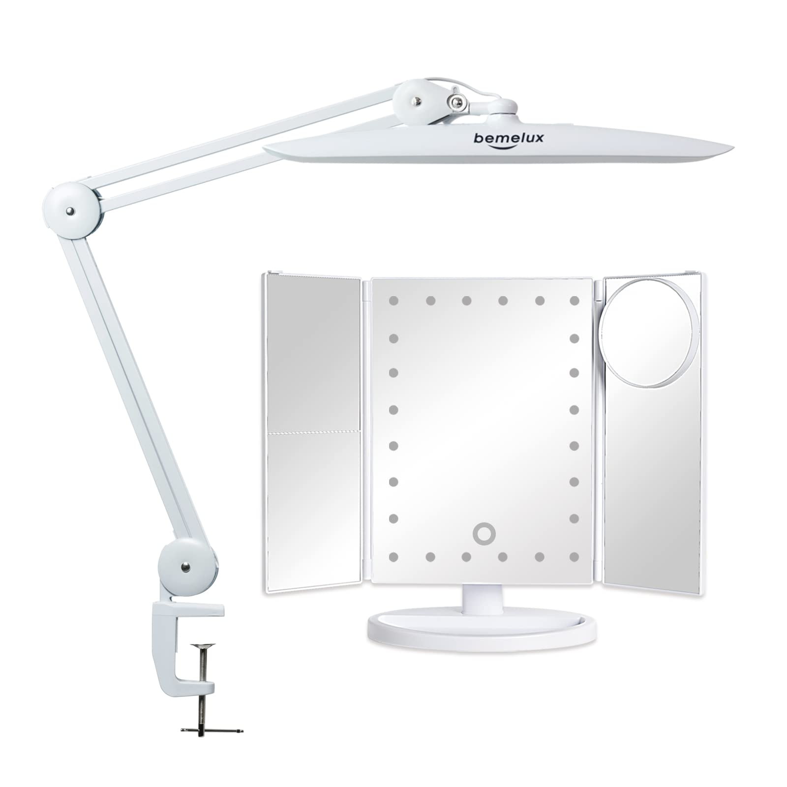 24W Super Bright LED Desk Lamp with Clamp - Adjustable Makeup Vanity Mirror with Dimmable Lights for Home Office, Study, Dressing Table & Beauty Salon
