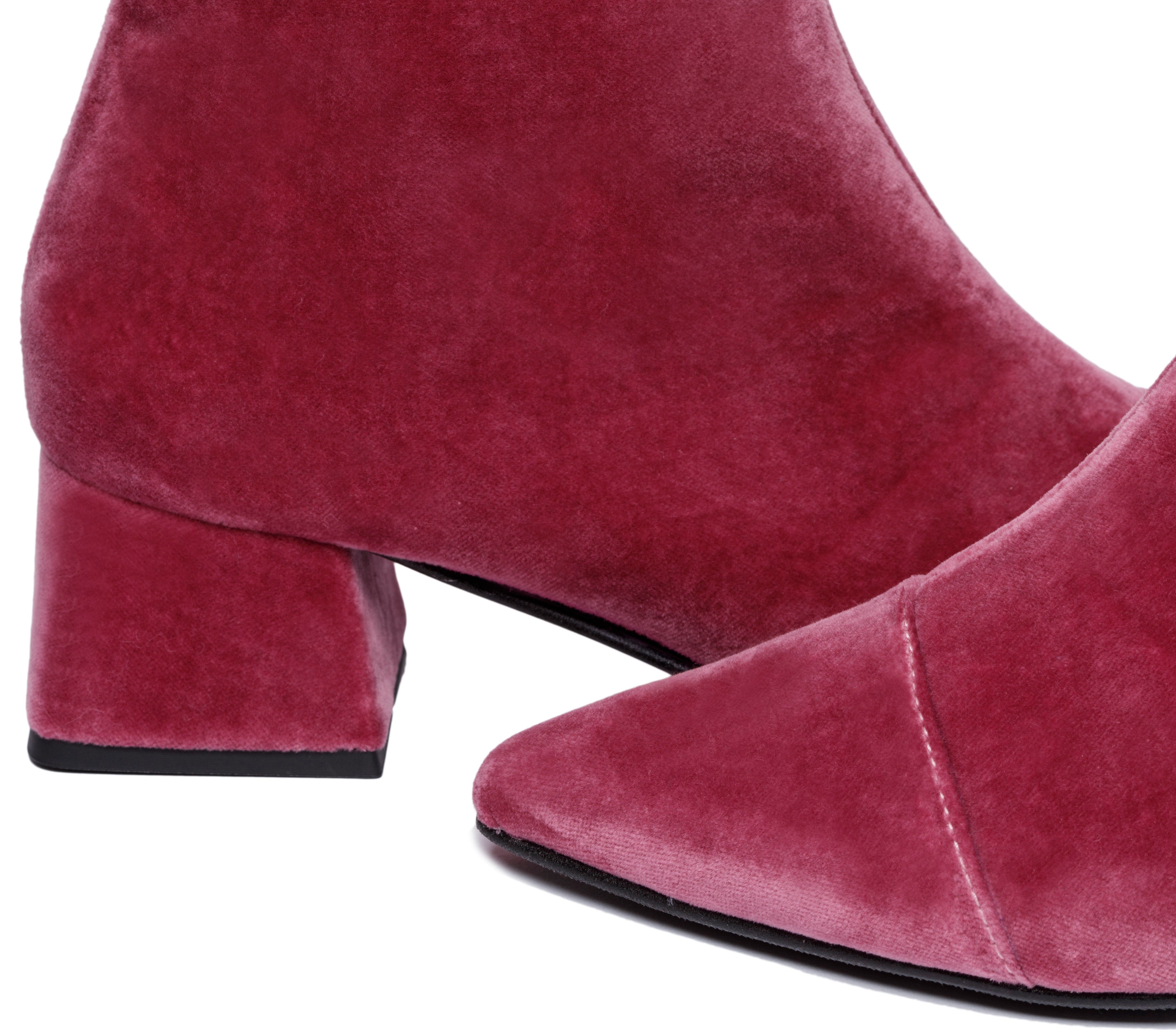 Dahlia Vegan Velvet Ankle Boots for Women - Soft Pink Comfortable Winter Booties | Perfect for Casual Outfits, Date Nights & Holiday Parties