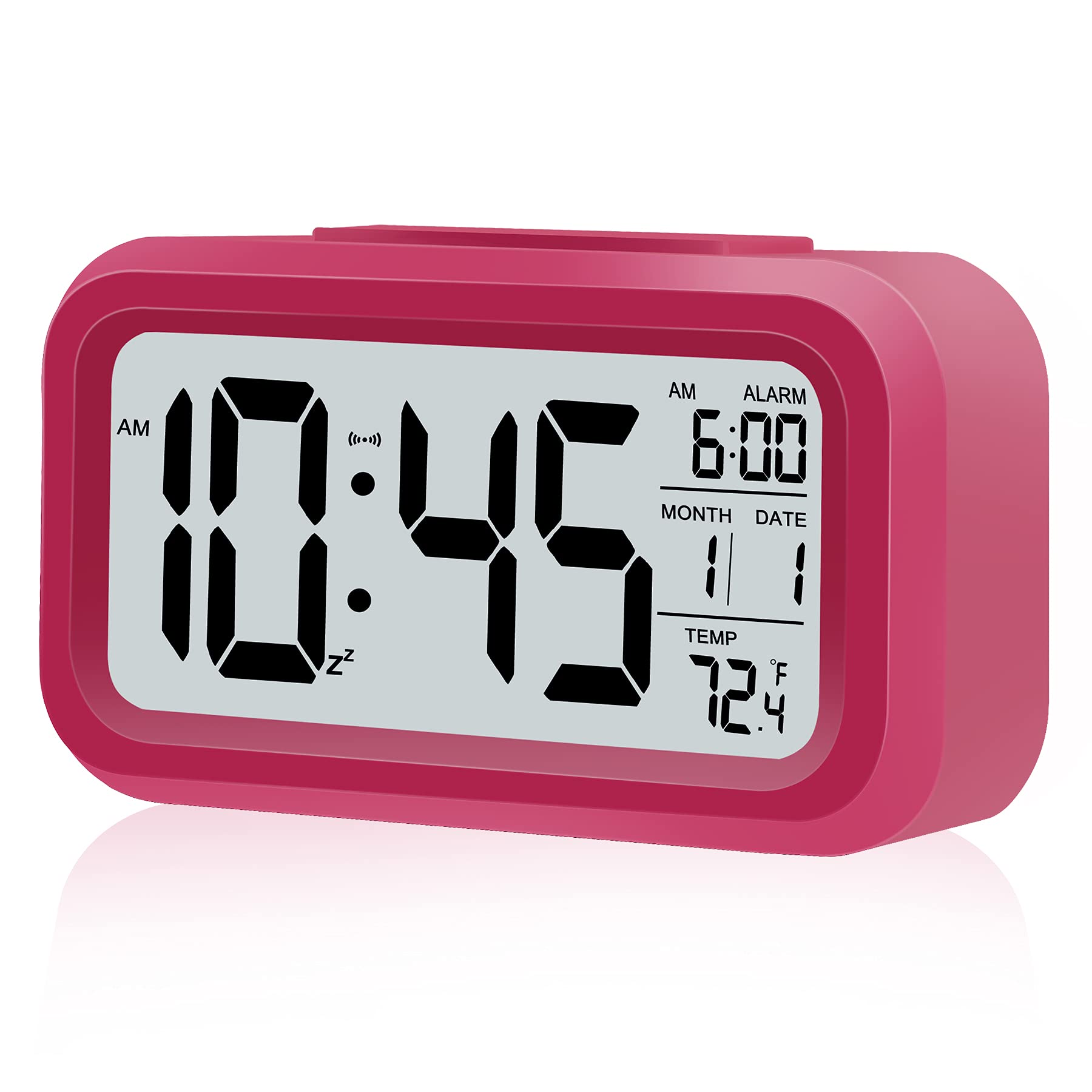 **Smart Kids Alarm Clock with Night Light - Battery Operated, Snooze, Date & Temperature Display - 12/24H Format - Perfect for Bedroom, Teens, Girls & Home Decor (Rose Red) - Ideal for School Mornings, Bedtime & Gentle Wake-Ups**