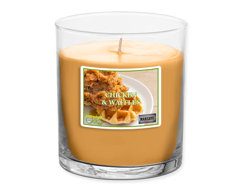 Artisan Hand-Poured Chicken & Waffles Scented Candle - 3oz Jar with 30-Hour Burn Time - Man Cave Decor & Gifts - Perfect for Home, Office, and Relaxation Spaces - Reusable Brown Tumbler 2