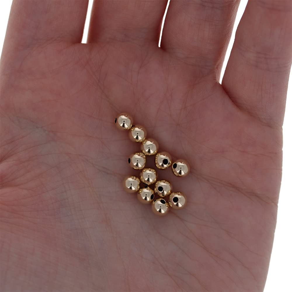 5mm Gold Filled Round Beads - 100 PCS Seamless 14k Gold Beads for Jewelry Making, DIY Bracelets & Necklaces - Perfect for Crafting, Gifts & Fashion Accessories