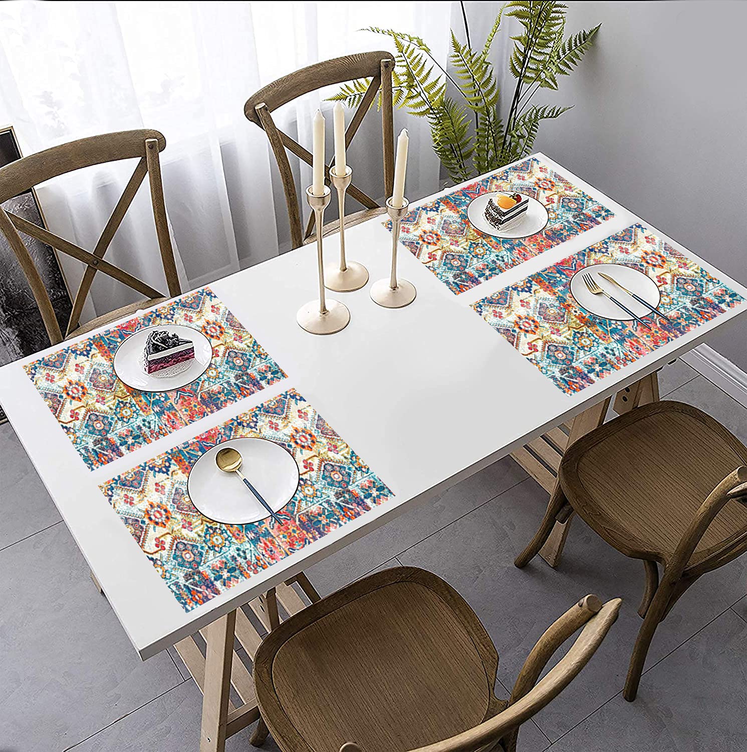 AEROHAVEN 4-Pack Heat Resistant Polyester Placemats for Dining & Kitchen Tables - 13x18 Inch Multicolor Table Mats - Perfect for Family Dinners, Parties & Daily Use