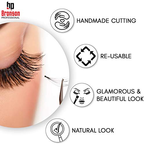 BRONSON PROFESSIONAL No. 213 3D Faux Mink False Eyelashes - Natural Looking Long Lashes (1 Pair) for Eye Makeup & Dramatic Look | Perfect for Weddings, Parties & Daily Wear