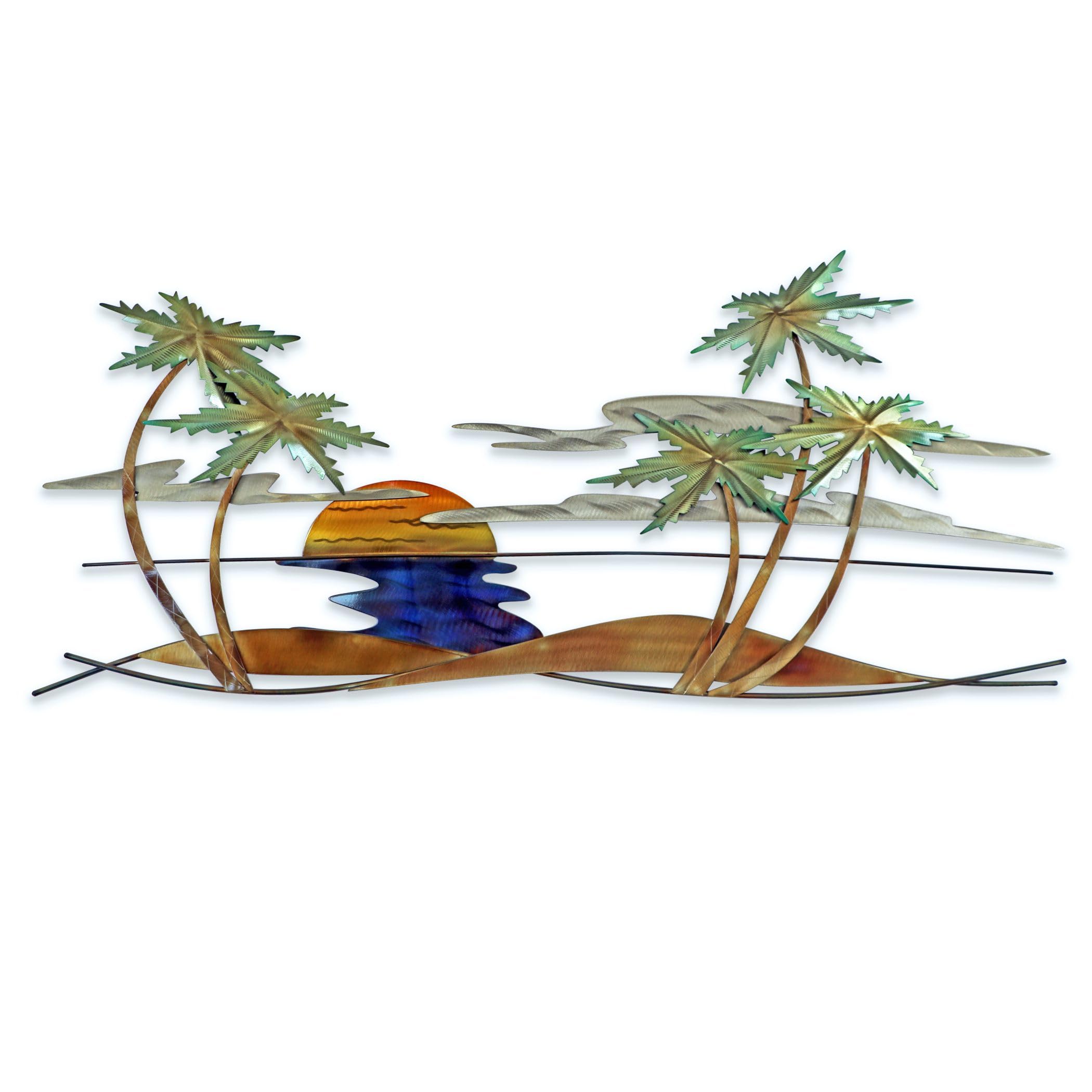 Tropical Palm Tree Metal Wall Art - Coastal Beach Decor for Living Room, Bedroom & Bathroom - Perfect for Home, Office & Vacation House Décor