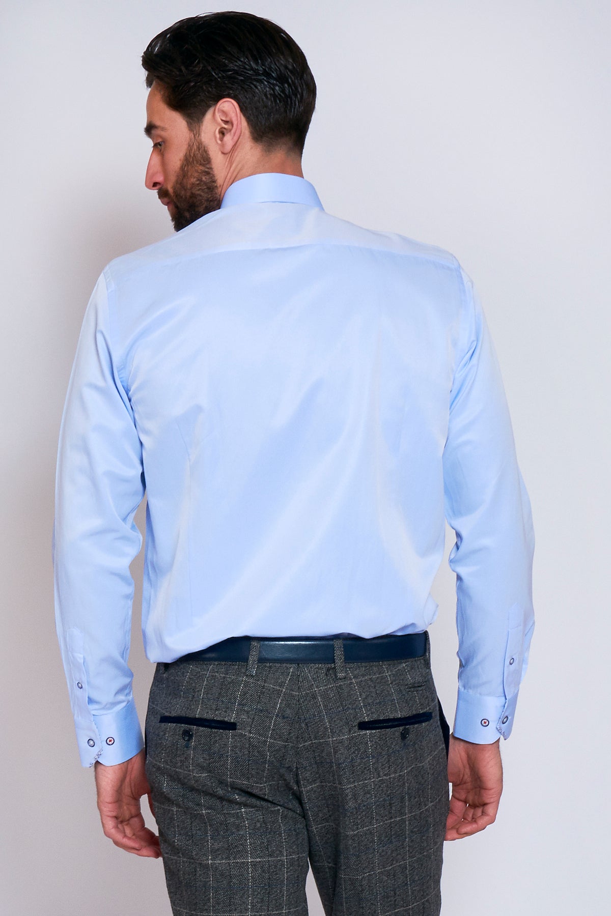 ALFIE Sky Blue Long Sleeve Shirt for Men - Casual Button Down Dress Shirt with Comfort Fit - Perfect for Office, Business Meetings & Smart Casual Outfits