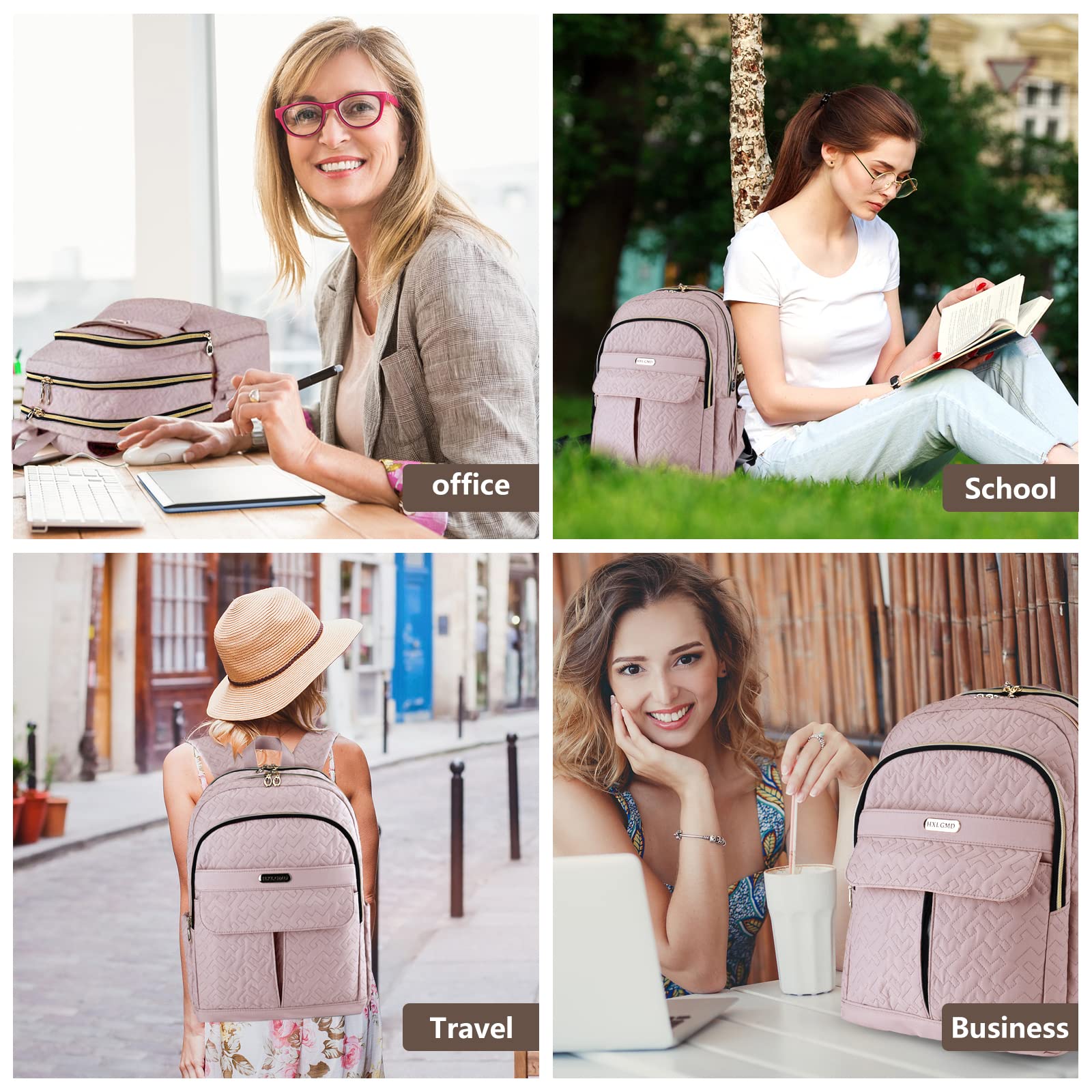 15.6 Inch Laptop Backpack for Women - Stylish Quilted Backpack for Teachers, Nurses & College Students - Durable Casual Daypack for Work, Travel & Office Use - Perfect for Commuting, School & Business Trips