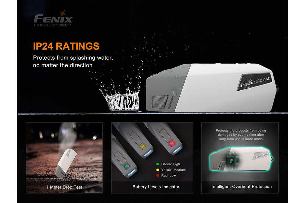 Fenix E Star Portable Self-Powered Emergency LED Flashlight - Perfect for Camping, Hiking, Power Outages & Survival Kits