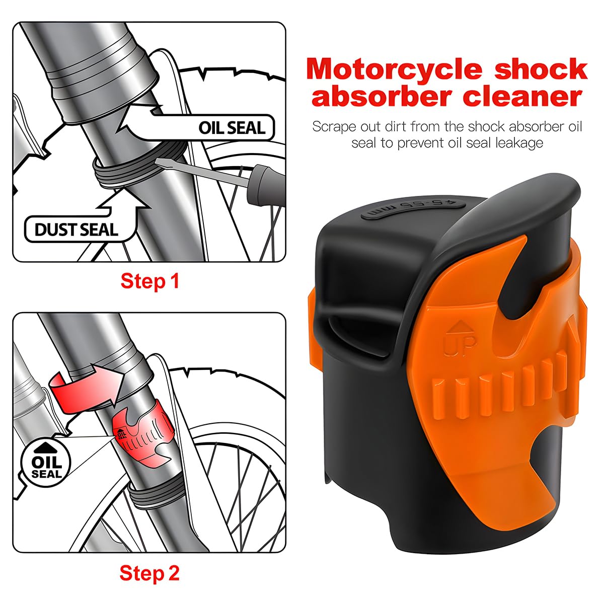 BESULEN Motorcycle Fork Seal Cleaner Tool - 2 Pcs for Dirt Bike Shock Absorber Repair | Oil Seal Removal Kit for Easy Maintenance