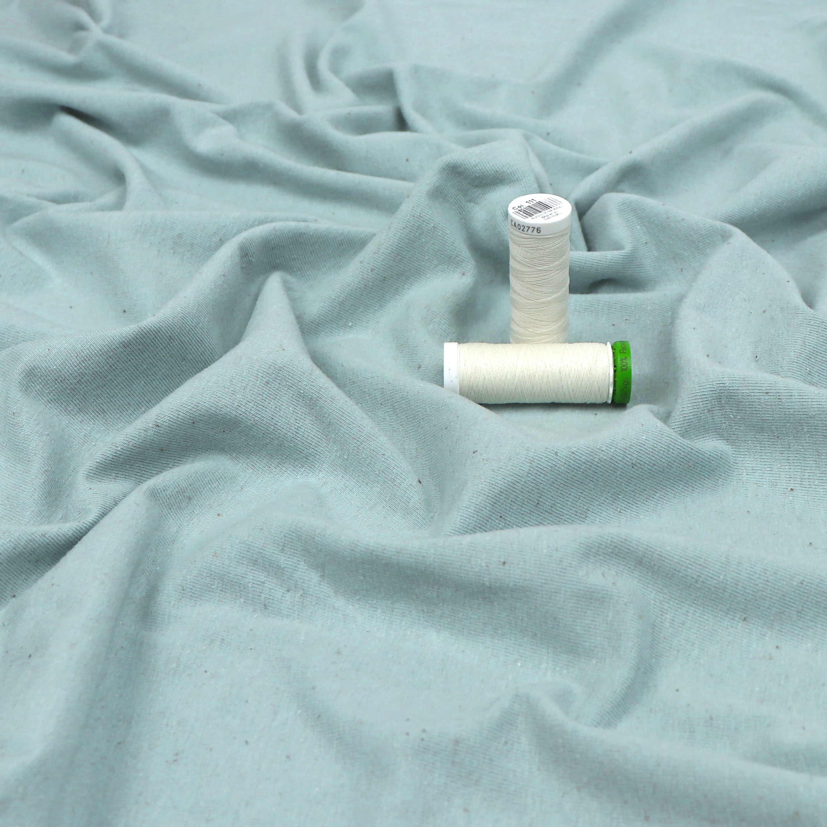 Premium Linen Cotton Jersey Fabric - Soft & Breathable Duck Egg Blue Material for Dresses, Shirts & DIY Sewing Projects | Perfect for Summer Clothing & Home Decor
