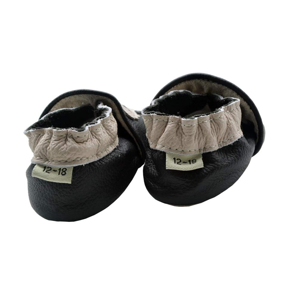 iEvolve Baby Leather Soft Sole First Walker Shoes - Genuine Leather Crib Shoes & Toddler Moccasins for Boys Girls (0-24 Months) - Perfect for Indoor Play, First Steps & Special Occasions