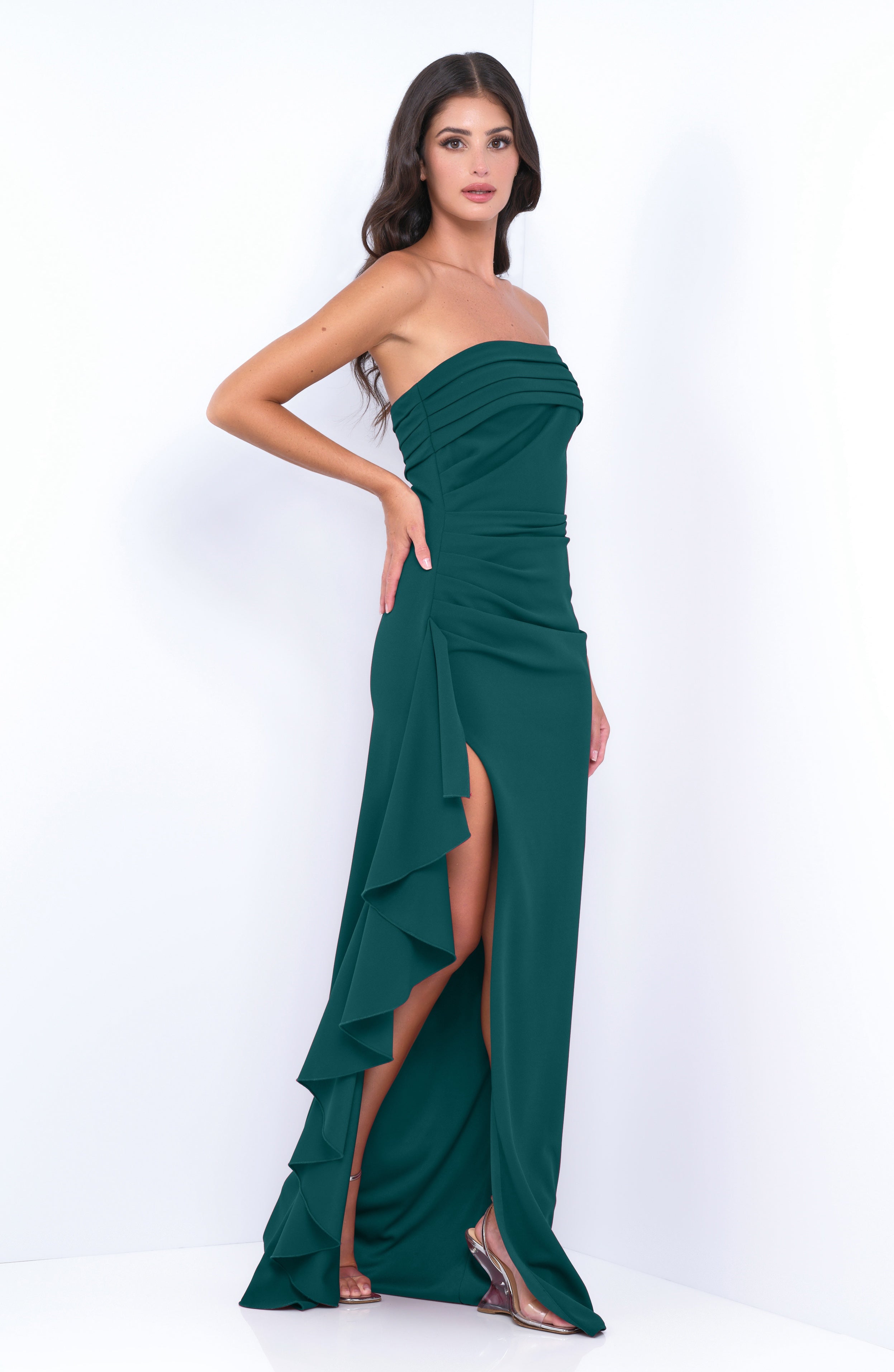 Elegant Marie Strapless Maxi Dress in Emerald Green - Perfect for Summer Weddings, Beach Vacations & Evening Parties