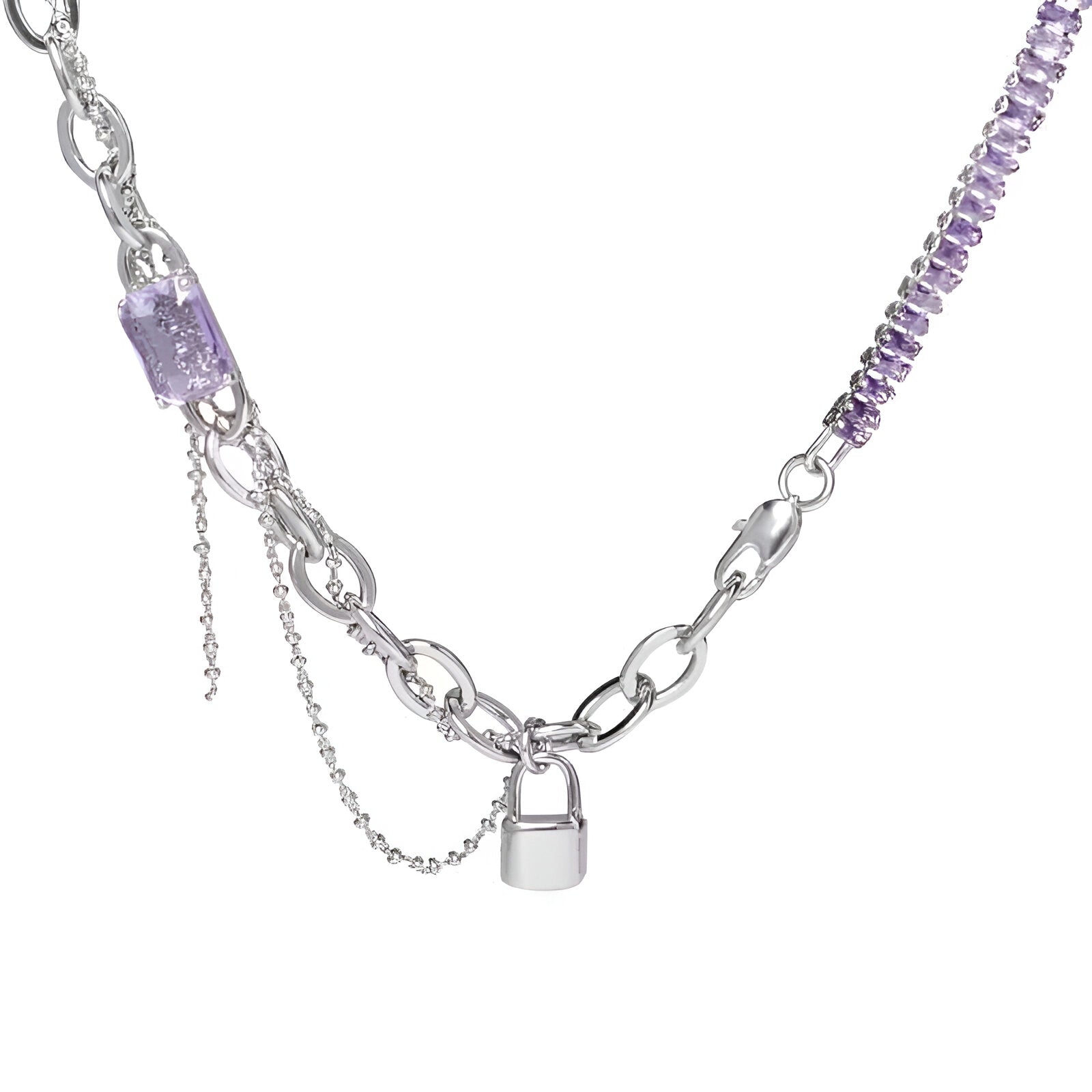 Y2K Lock Half Chain Necklace with Tassel - Trendy Vintage Style Jewelry for Women | Perfect for Parties, Concerts & Everyday Fashion Accessories | HN2502