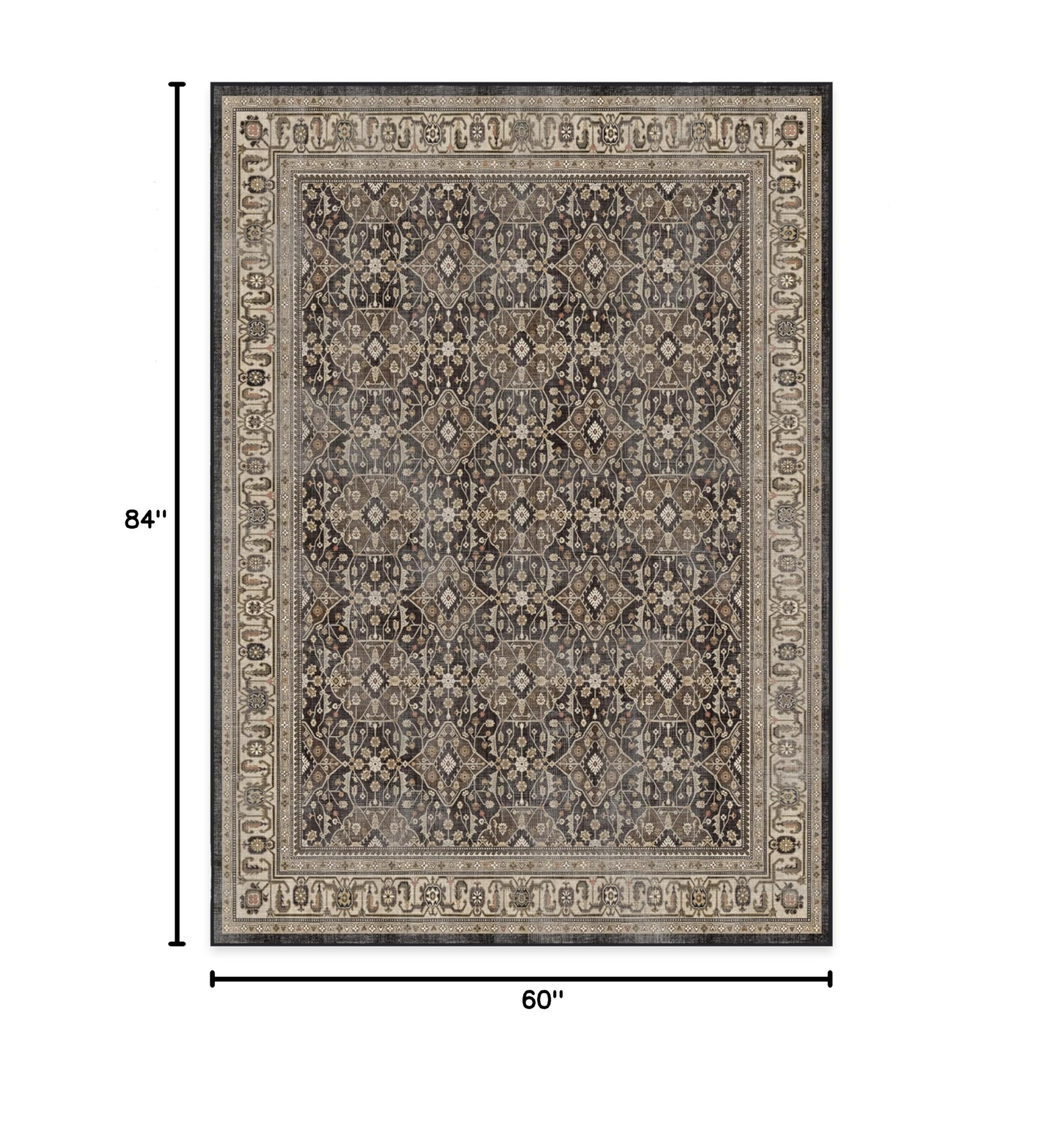 Ruggable Washable 5x7 Area Rug - Alessia Dark Wood Pattern | Non-Slip Premium Indoor Rug for Living Room, Bedroom, Kitchen, Office & Classroom | Easy Clean Spill-Proof Floor Mat for Homes with Pets & Kids