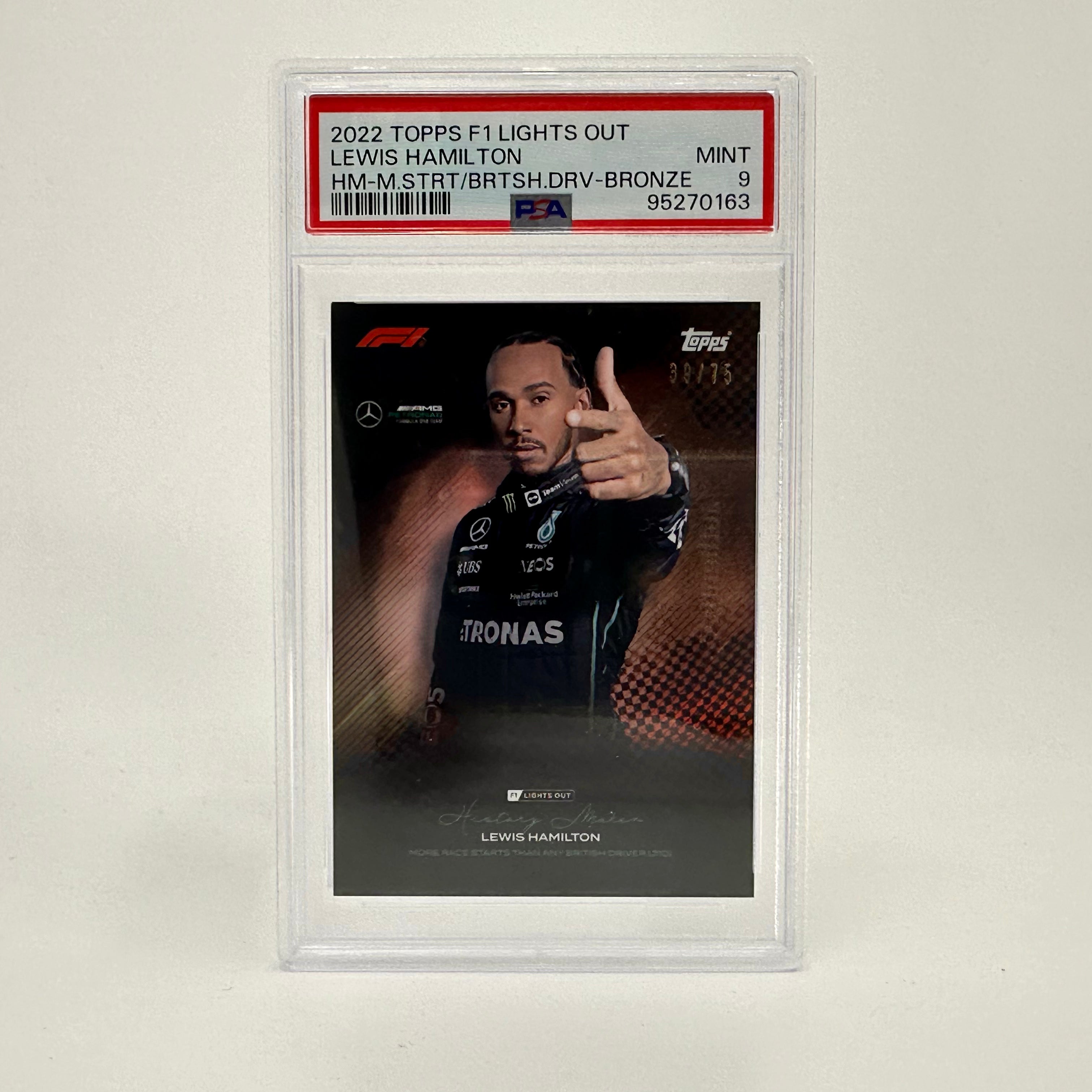 PSA 9 Graded 39/75 Lewis Hamilton History Maker Bronze Autograph Card - Perfect for F1 Collectors, Sports Memorabilia Enthusiasts & Hamilton Fans Display